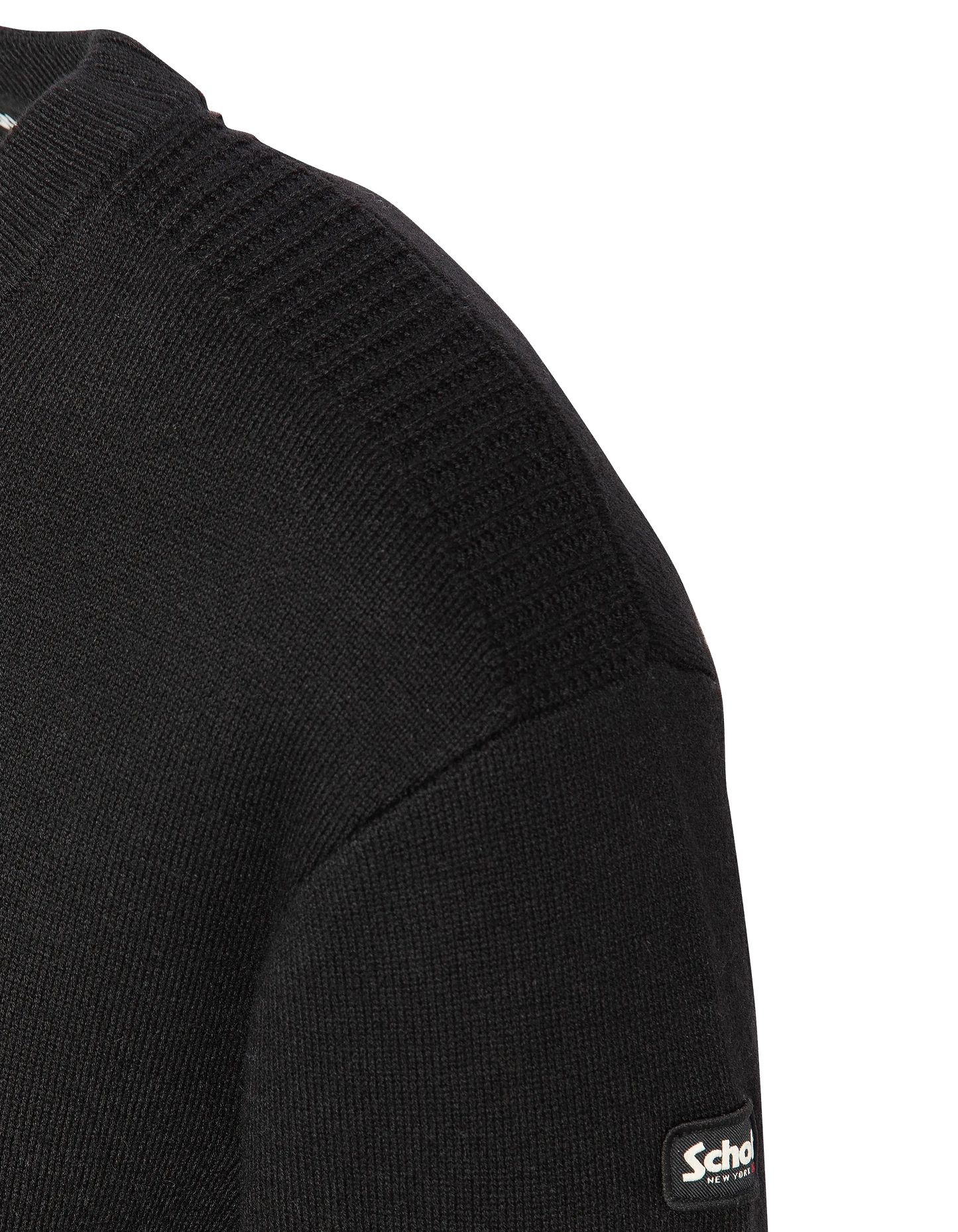 Suéter de cuello redondo negro, Milano Mesh