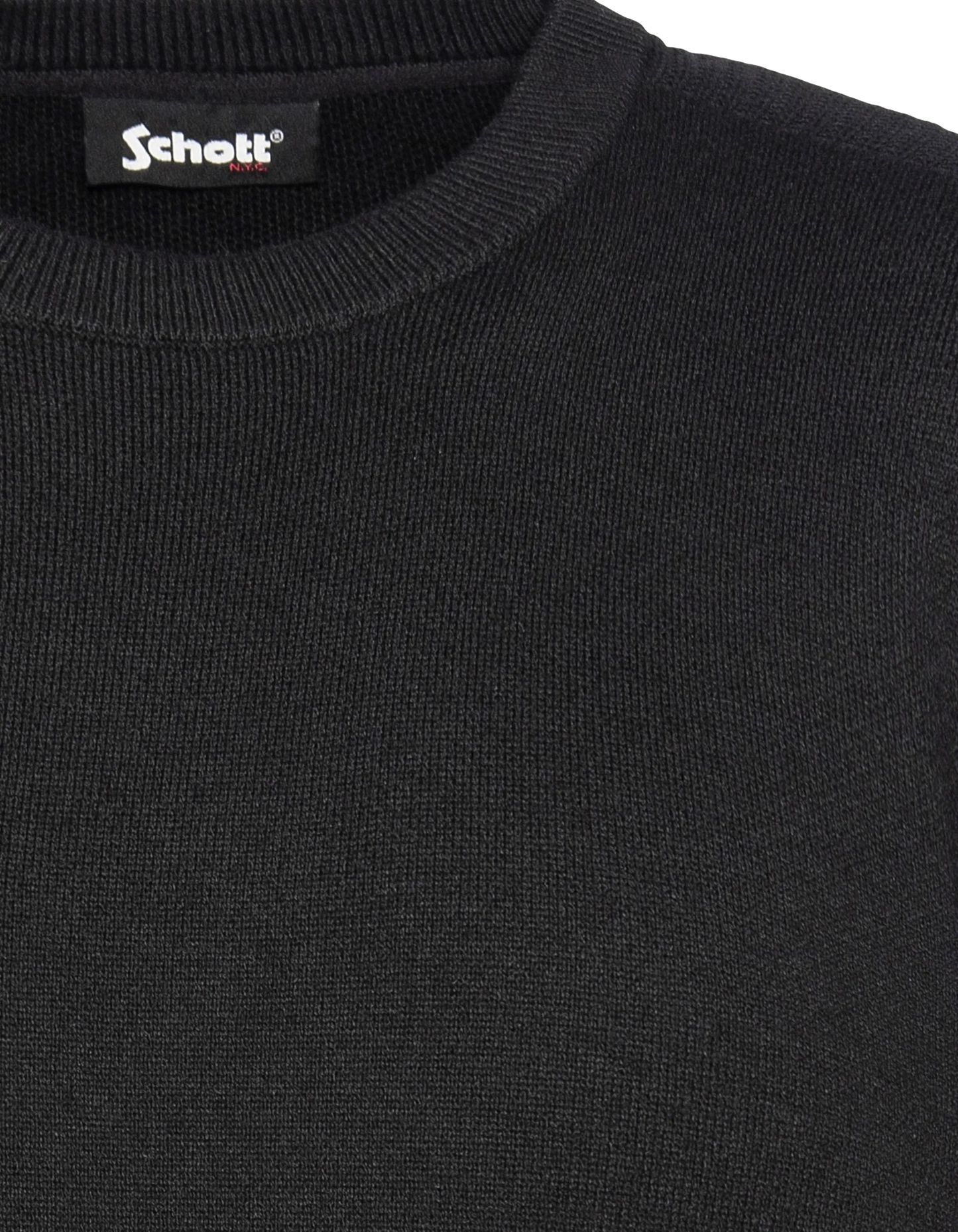 Suéter de cuello redondo negro, Milano Mesh