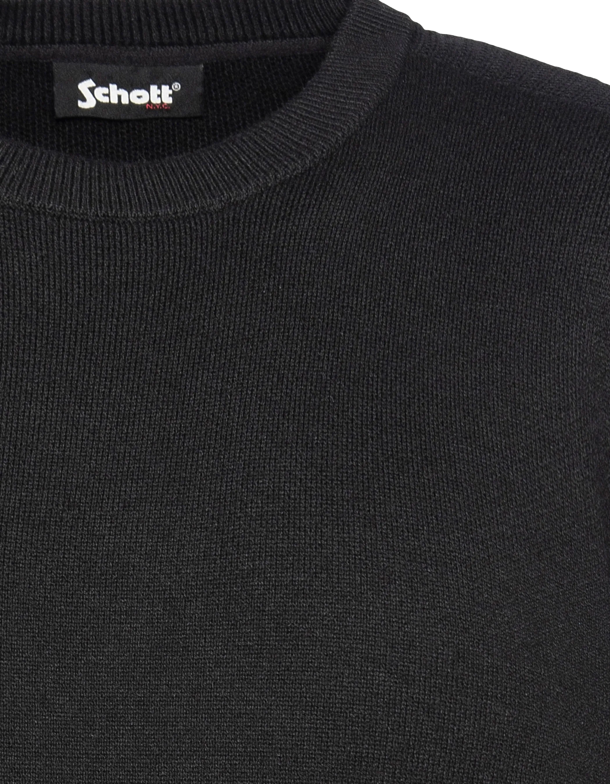 Suéter de cuello redondo negro, Milano Mesh-5