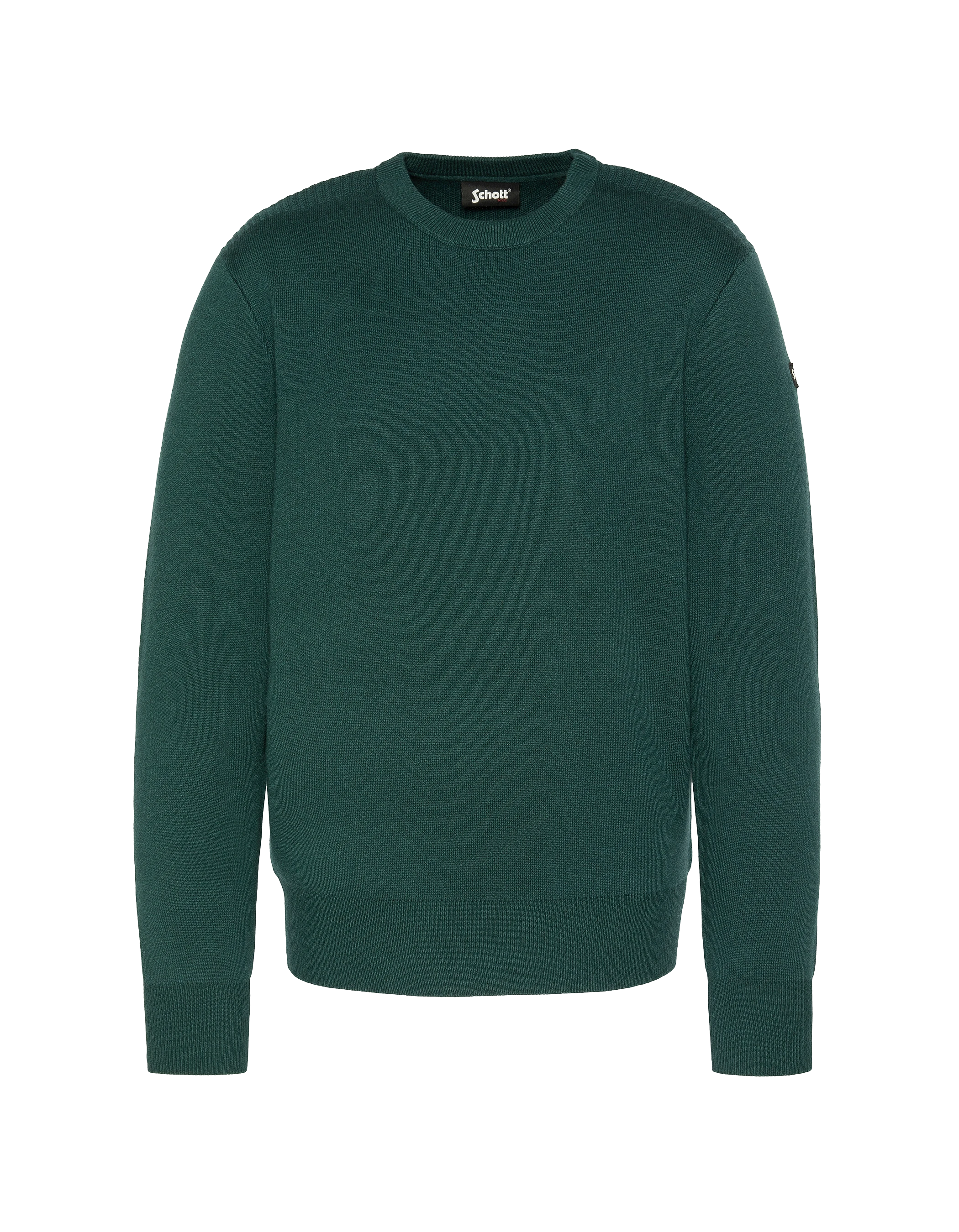 Suéter de cuello redondo verde bosque, malla Milano-1