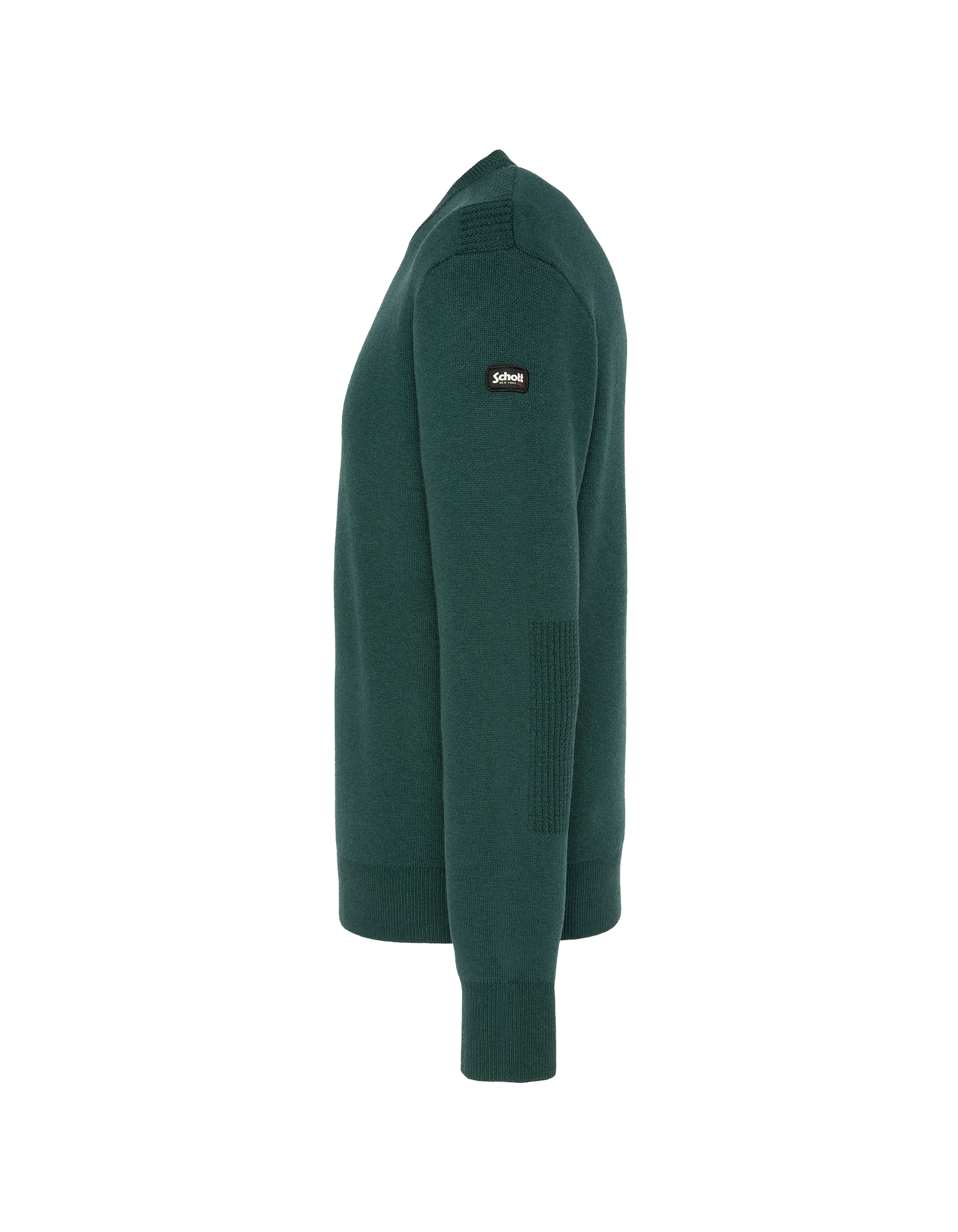 Suéter de cuello redondo verde bosque, malla Milano