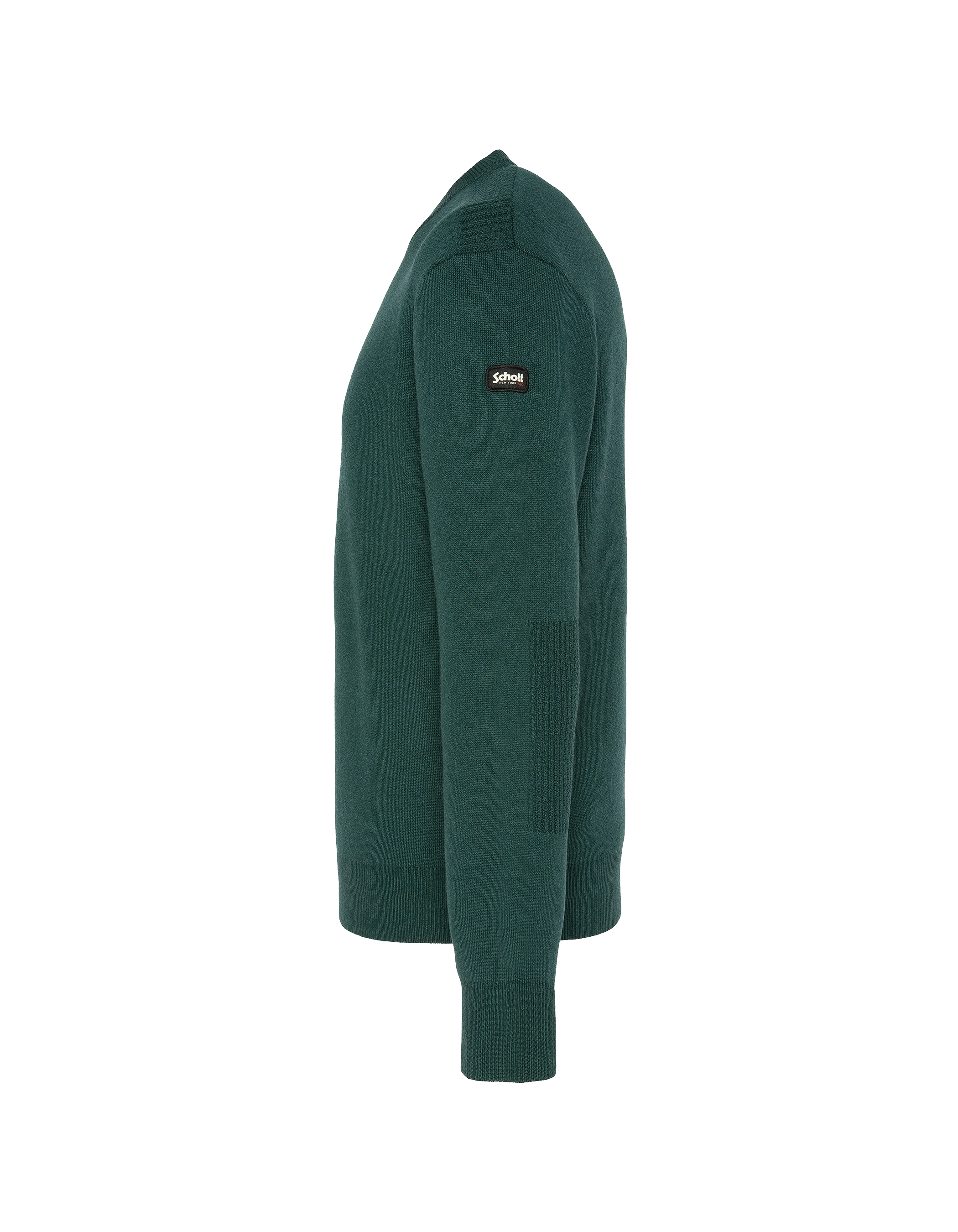 Suéter de cuello redondo verde bosque, malla Milano-3