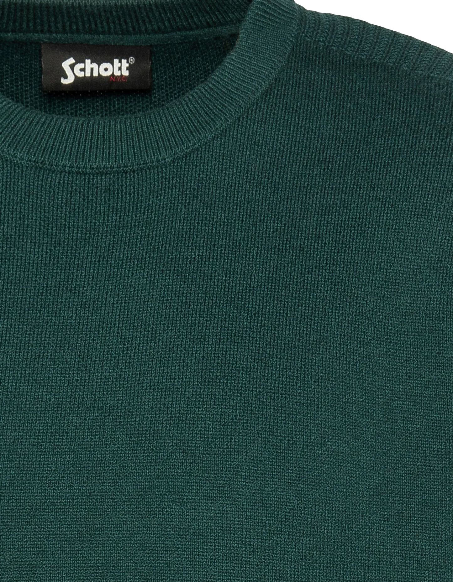 Suéter de cuello redondo verde bosque, malla Milano