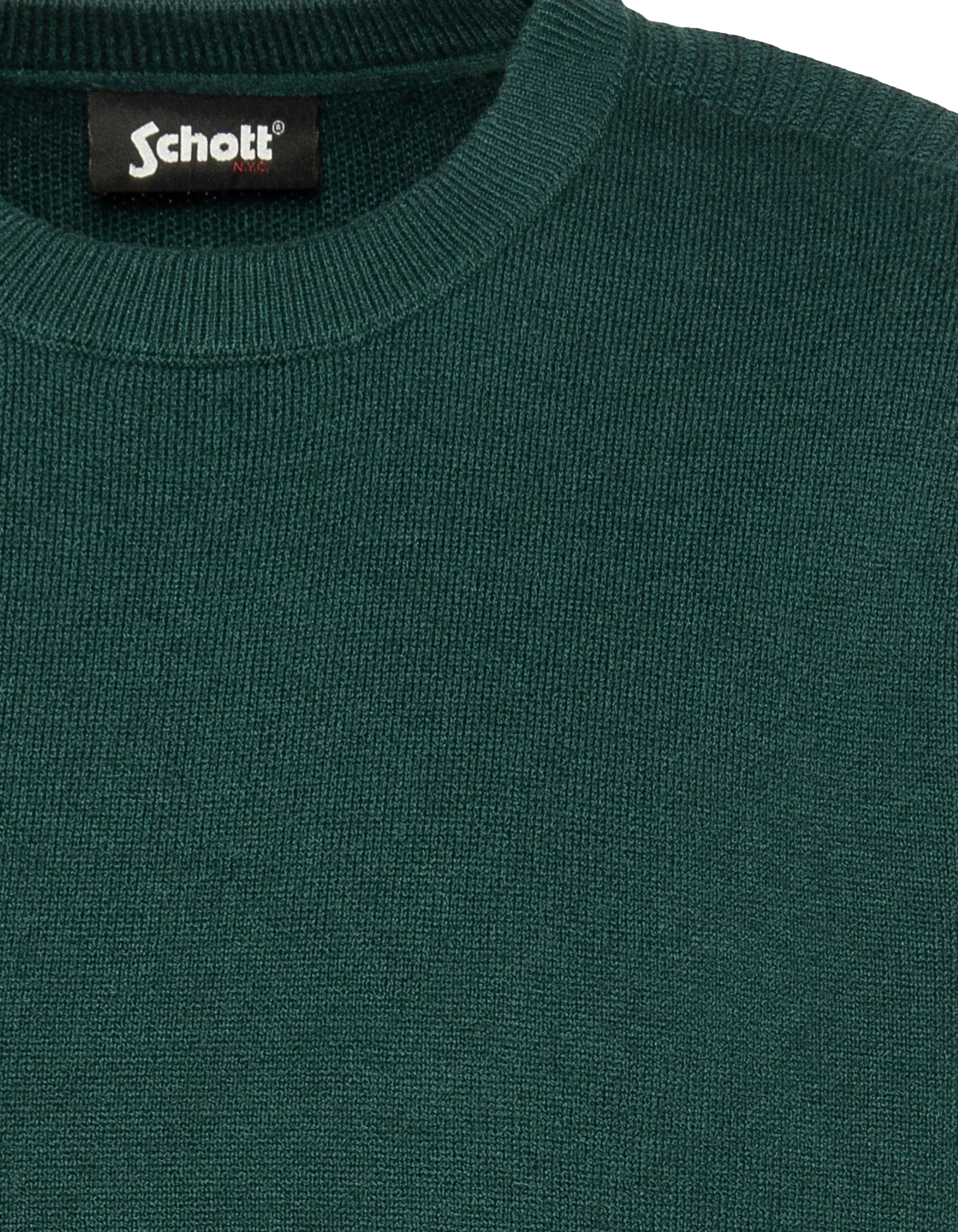 Suéter de cuello redondo verde bosque, malla Milano-5