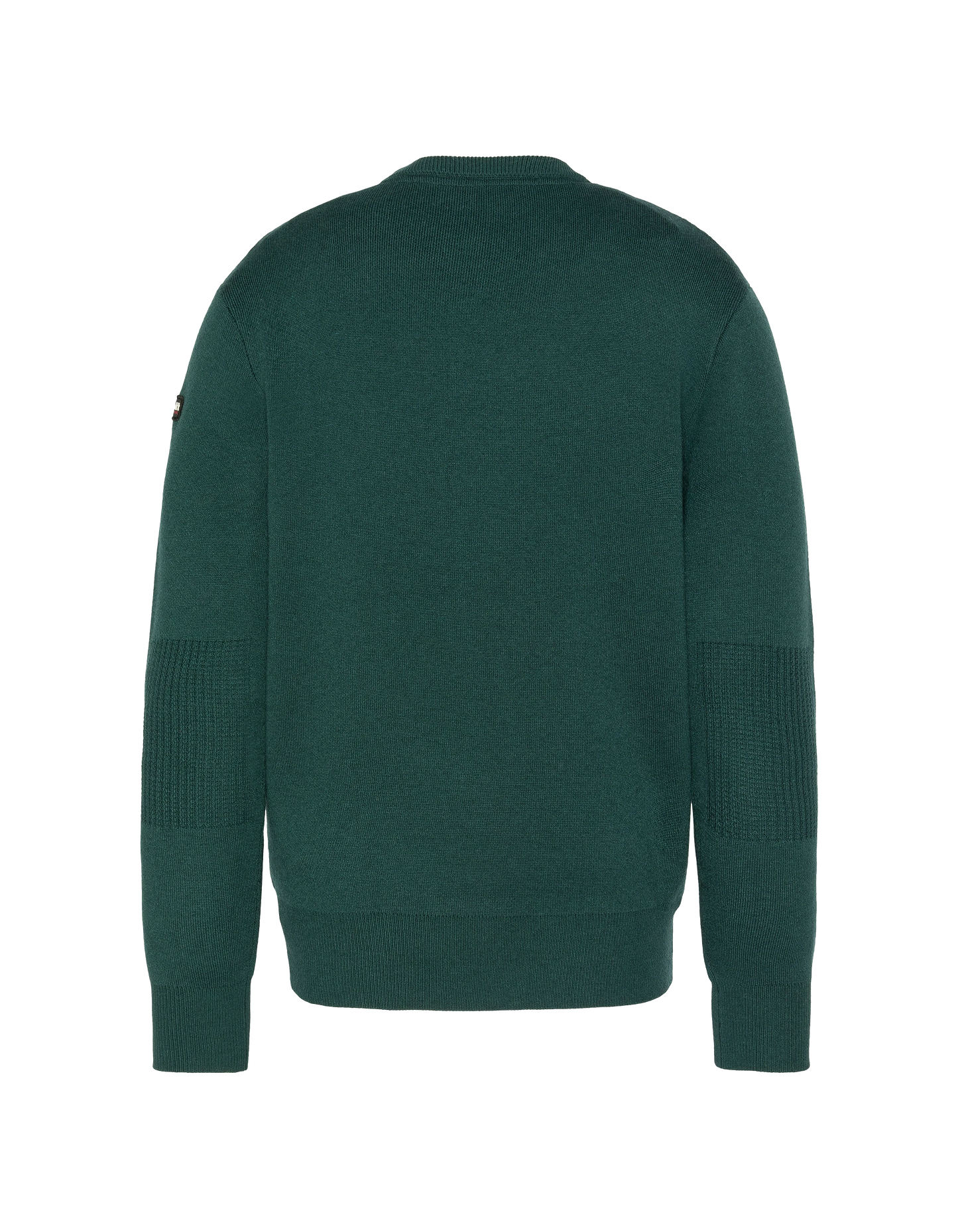 Suéter de cuello redondo verde bosque, malla Milano