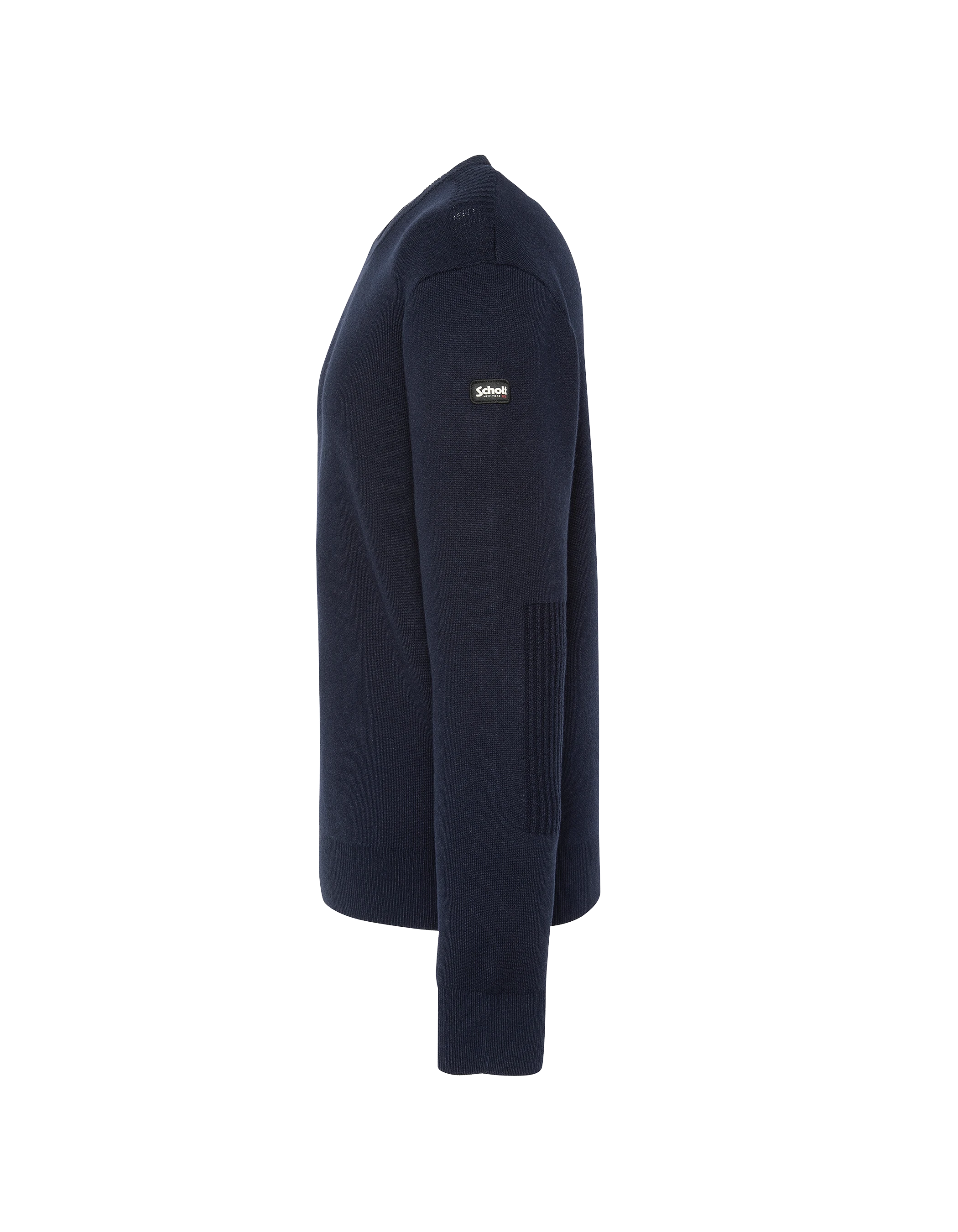 Suéter de cuello redondo azul marino, Milano Mesh-5