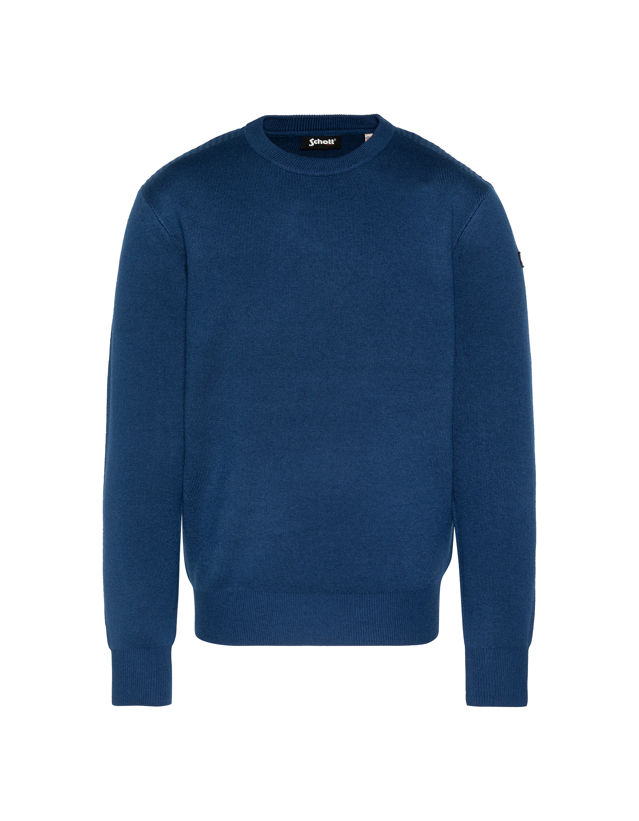 Suéter de cuello redondo azul, malla Milano-1