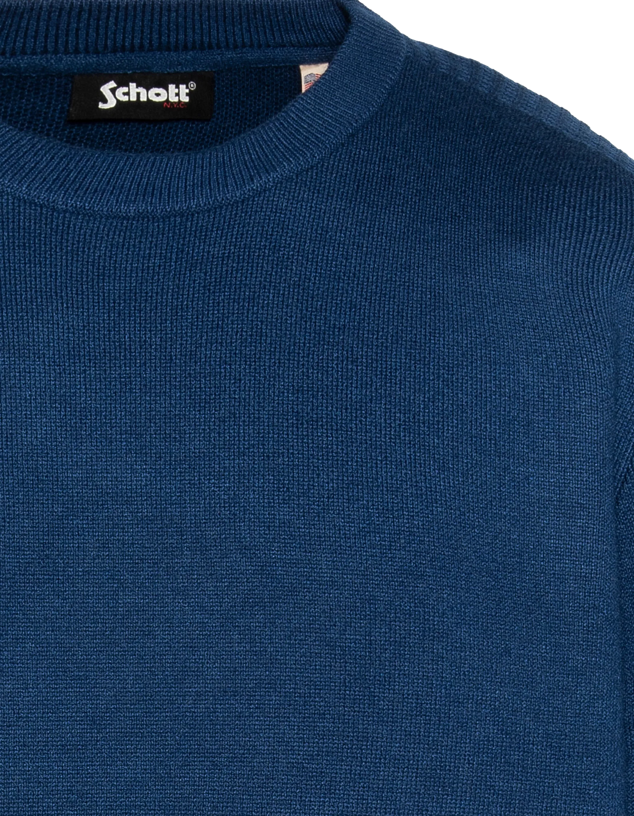 Suéter de cuello redondo azul, malla Milano-5