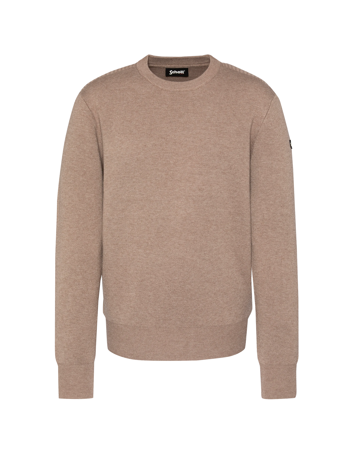 Taupe suéter de cuello redondo, Milano Mesh