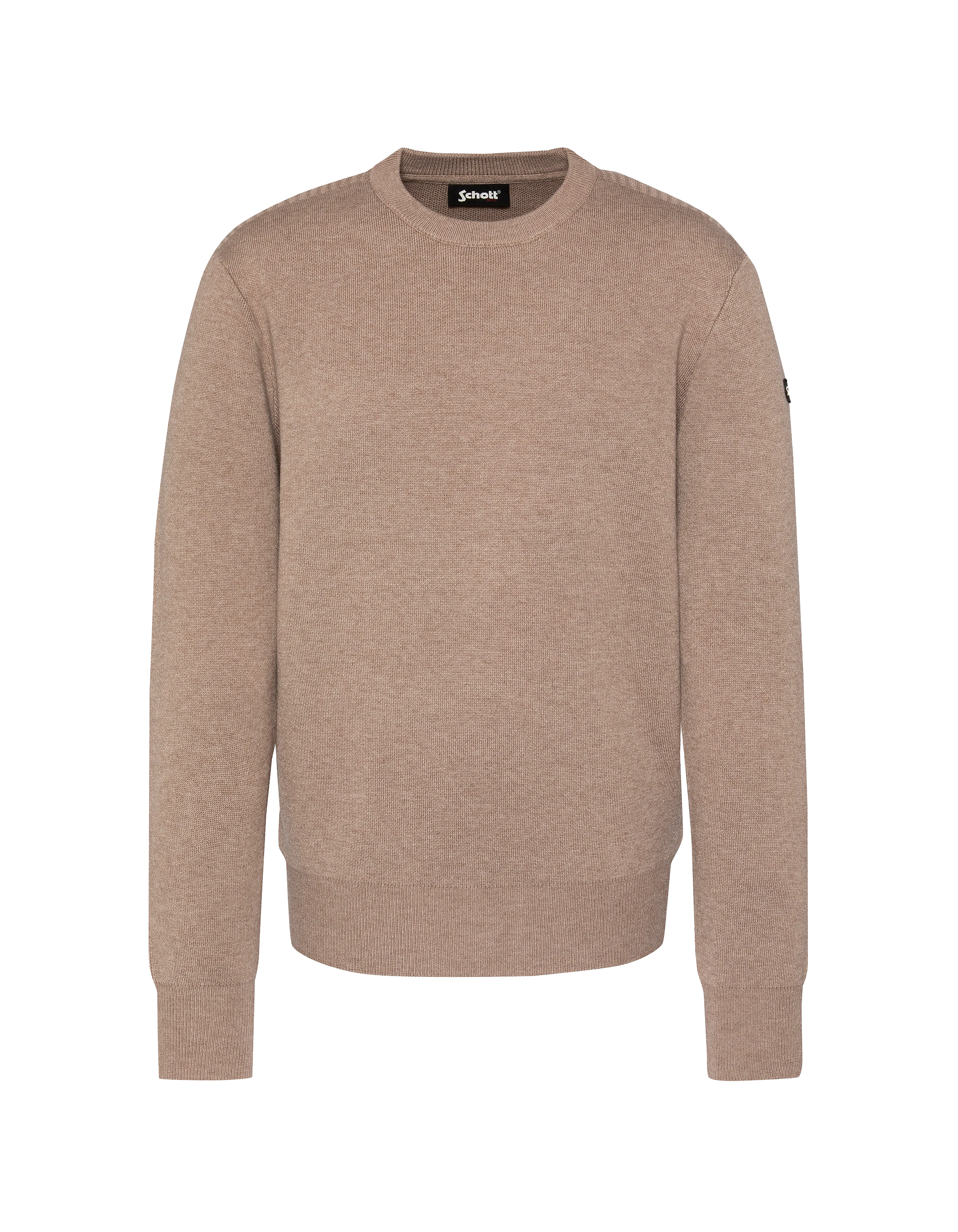 Taupe suéter de cuello redondo, Milano Mesh-2