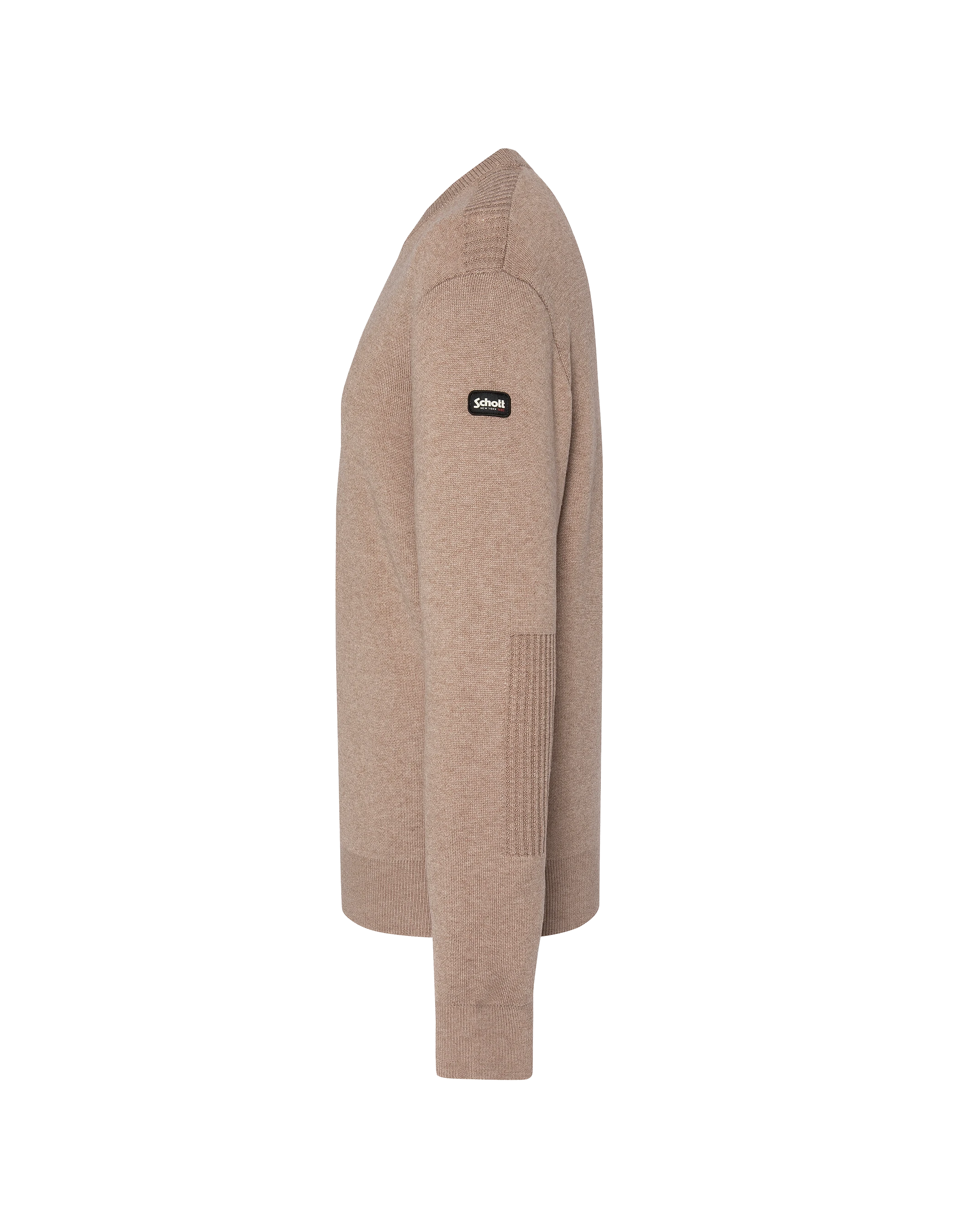 Taupe suéter de cuello redondo, Milano Mesh-5