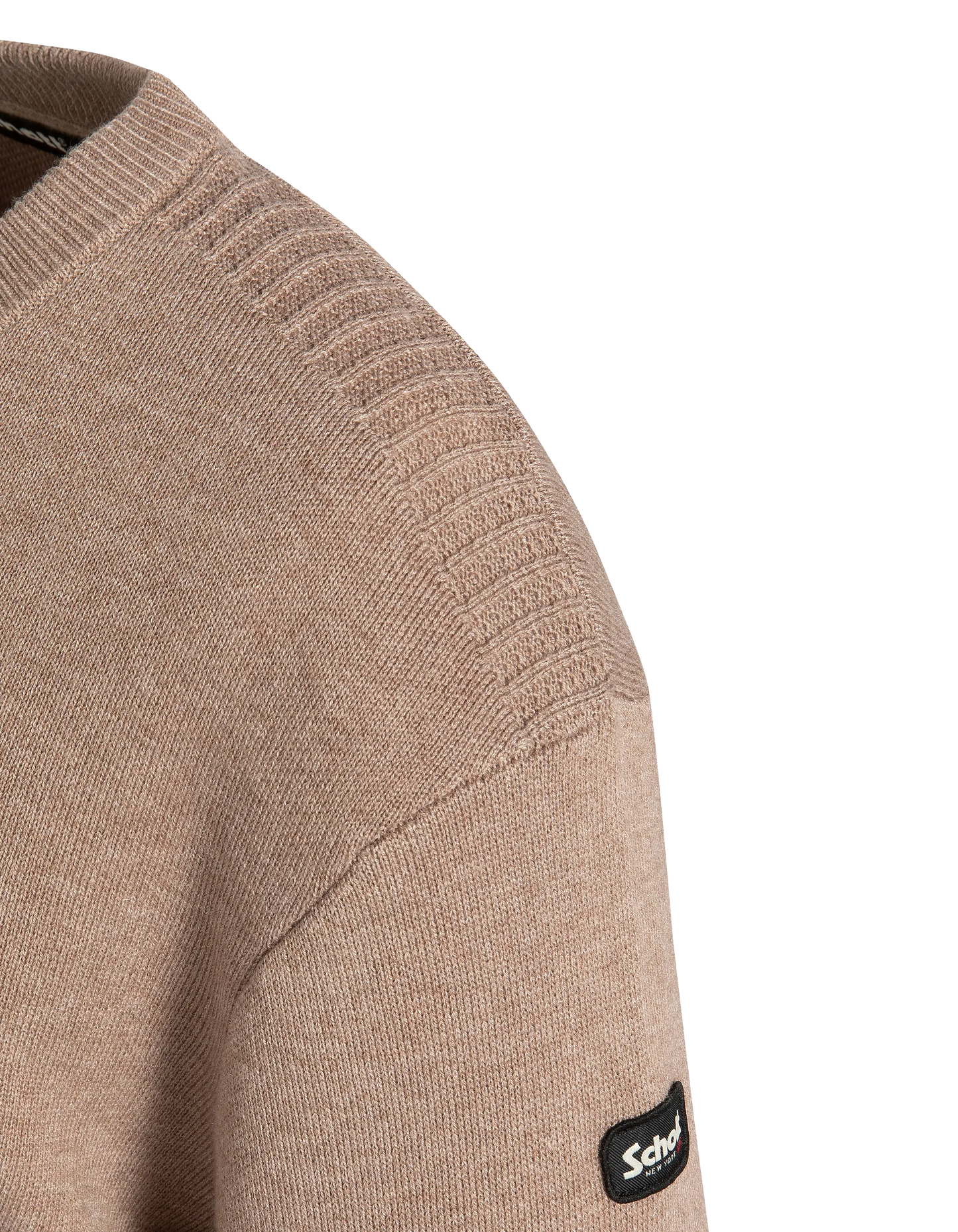 Taupe suéter de cuello redondo, Milano Mesh