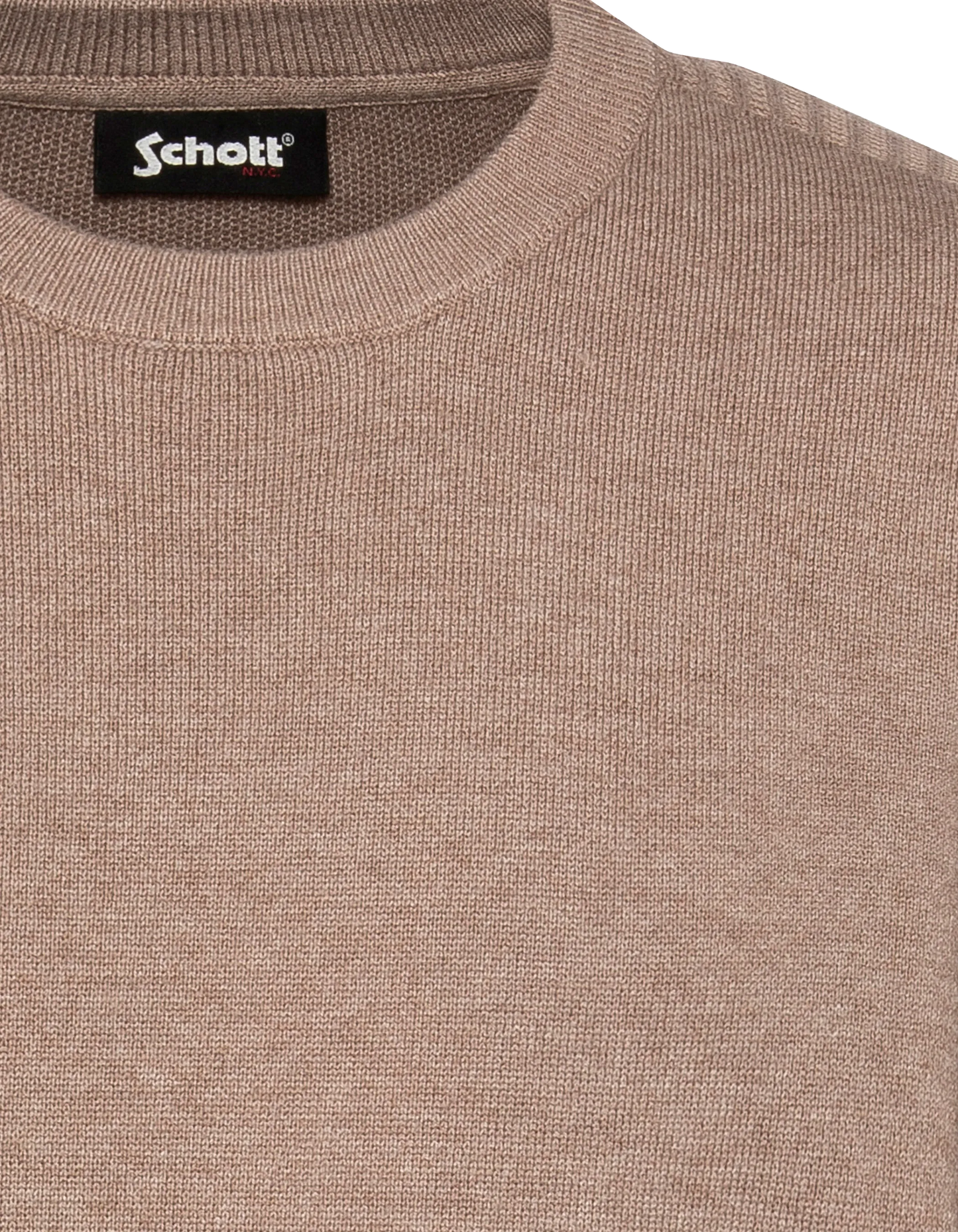 Taupe suéter de cuello redondo, Milano Mesh