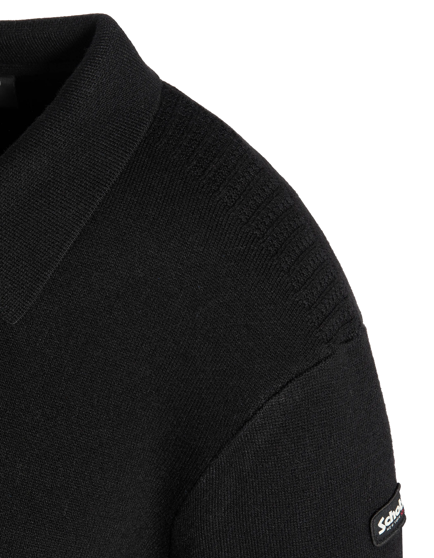 Suéter de cuello de polo negro, malla Milano