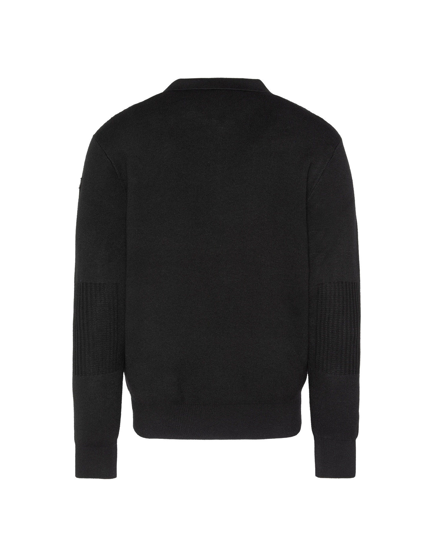 Suéter de cuello de polo negro, malla Milano