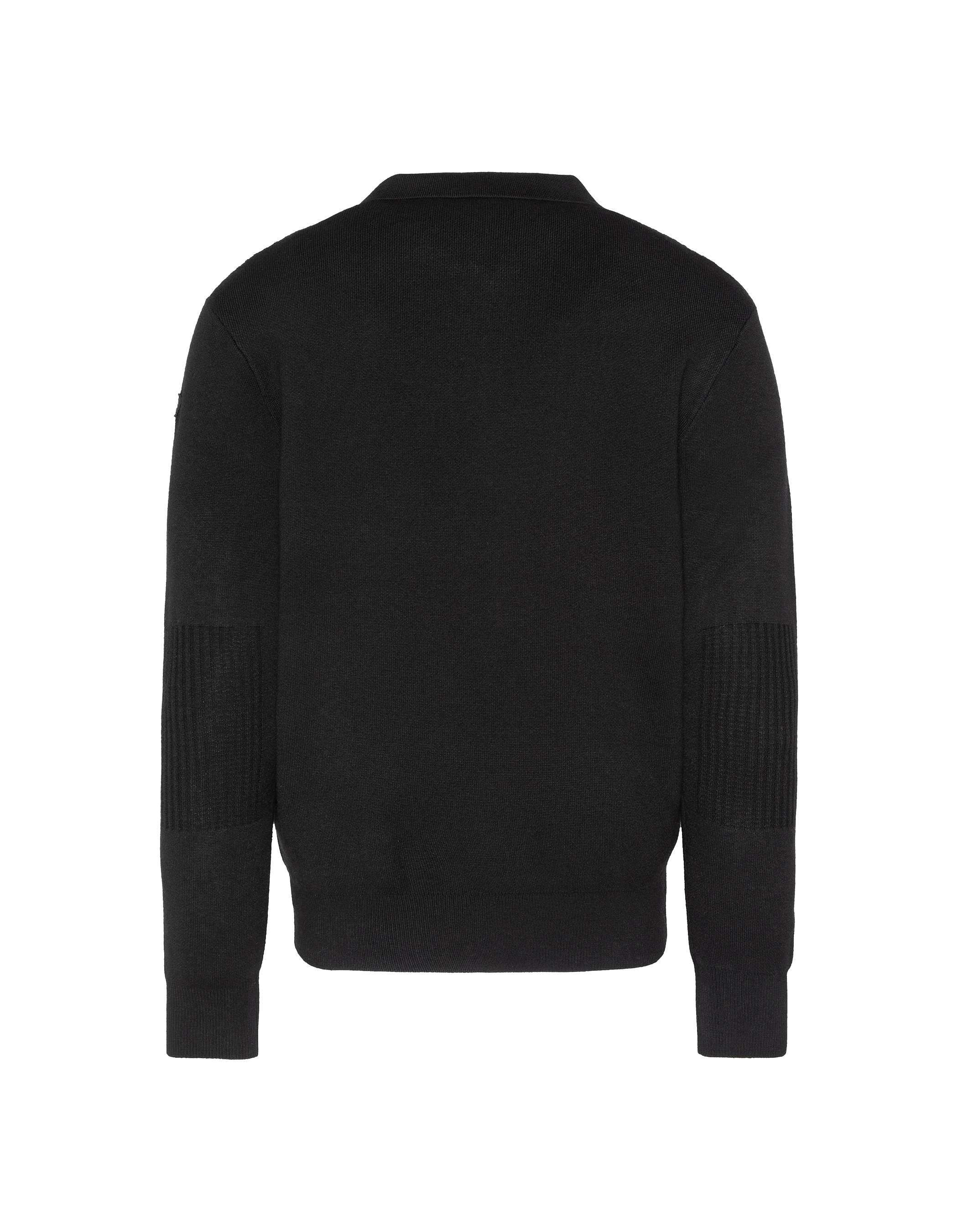 Suéter de cuello de polo negro, malla Milano-2
