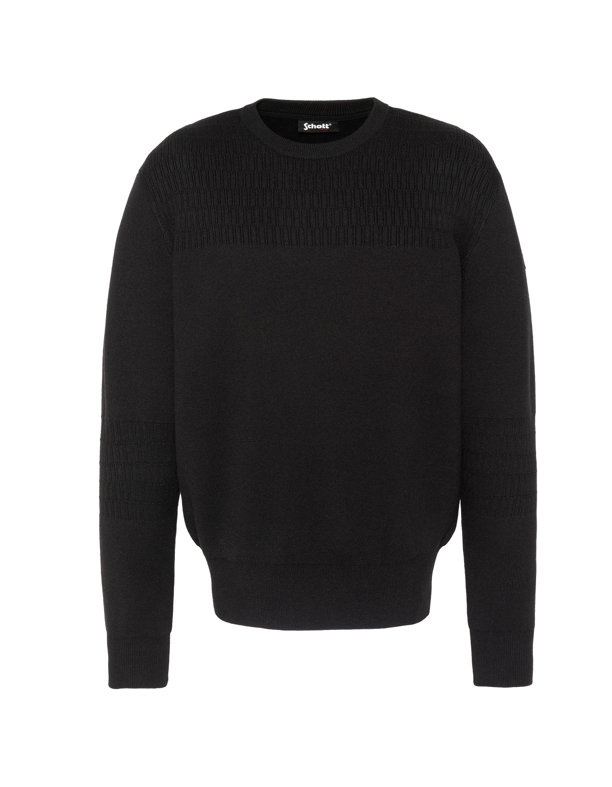 Schwarzer Feinstrickpullover mit Rundhalsausschnitt