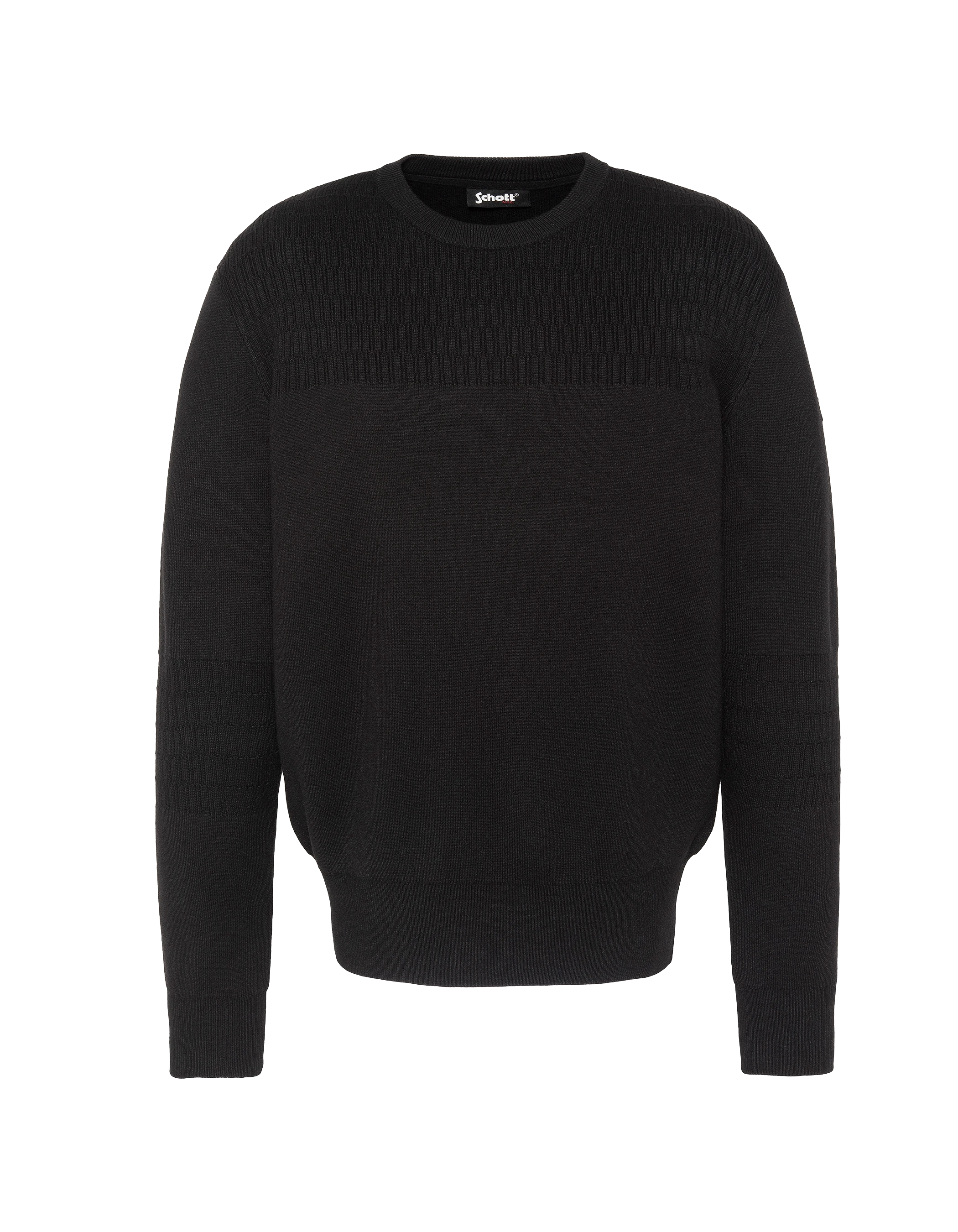 Schwarzer Feinstrickpullover mit Rundhalsausschnitt-1