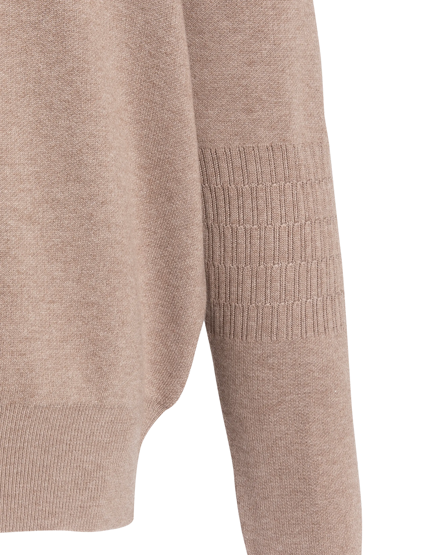 Taupefarbener Feinstrickpullover mit Rundhalsausschnitt