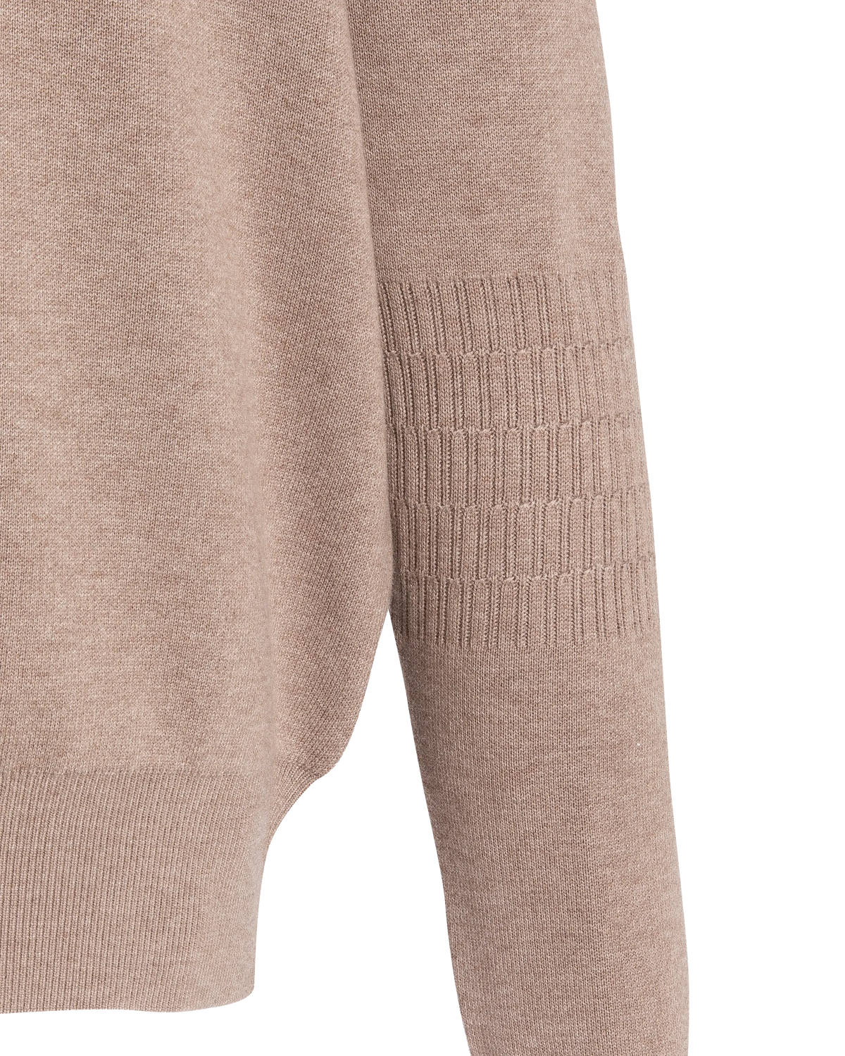 Taupefarbener Feinstrickpullover mit Rundhalsausschnitt-6