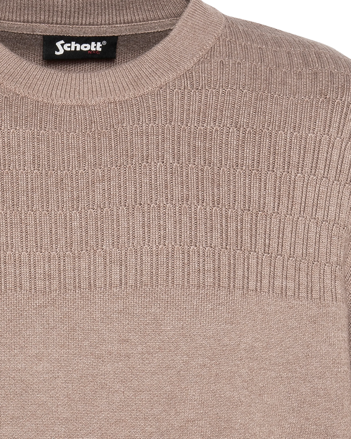 Taupefarbener Feinstrickpullover mit Rundhalsausschnitt-7