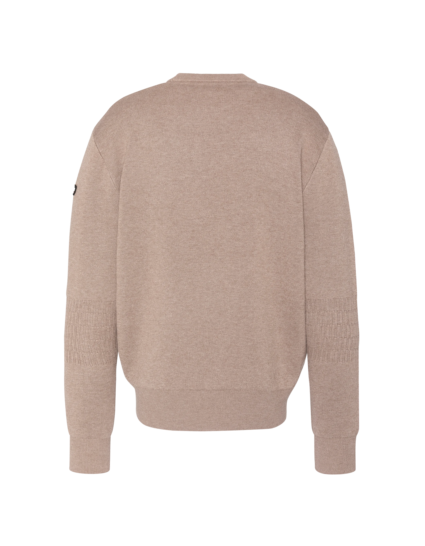 Taupefarbener Feinstrickpullover mit Rundhalsausschnitt