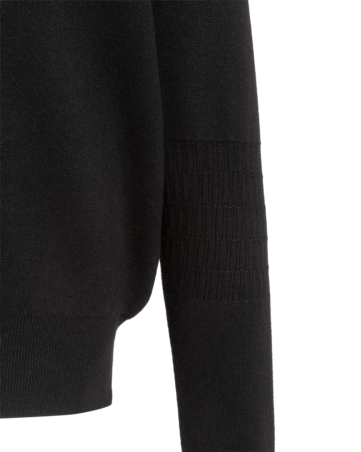 Schwarzer Feinstrickpullover mit Reißverschlusskragen