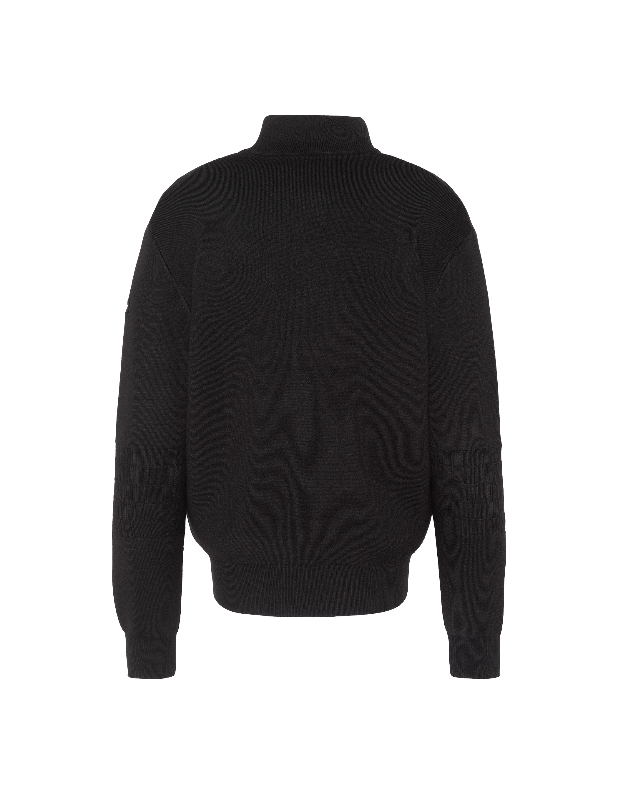 Schwarzer Feinstrickpullover mit Reißverschlusskragen-8