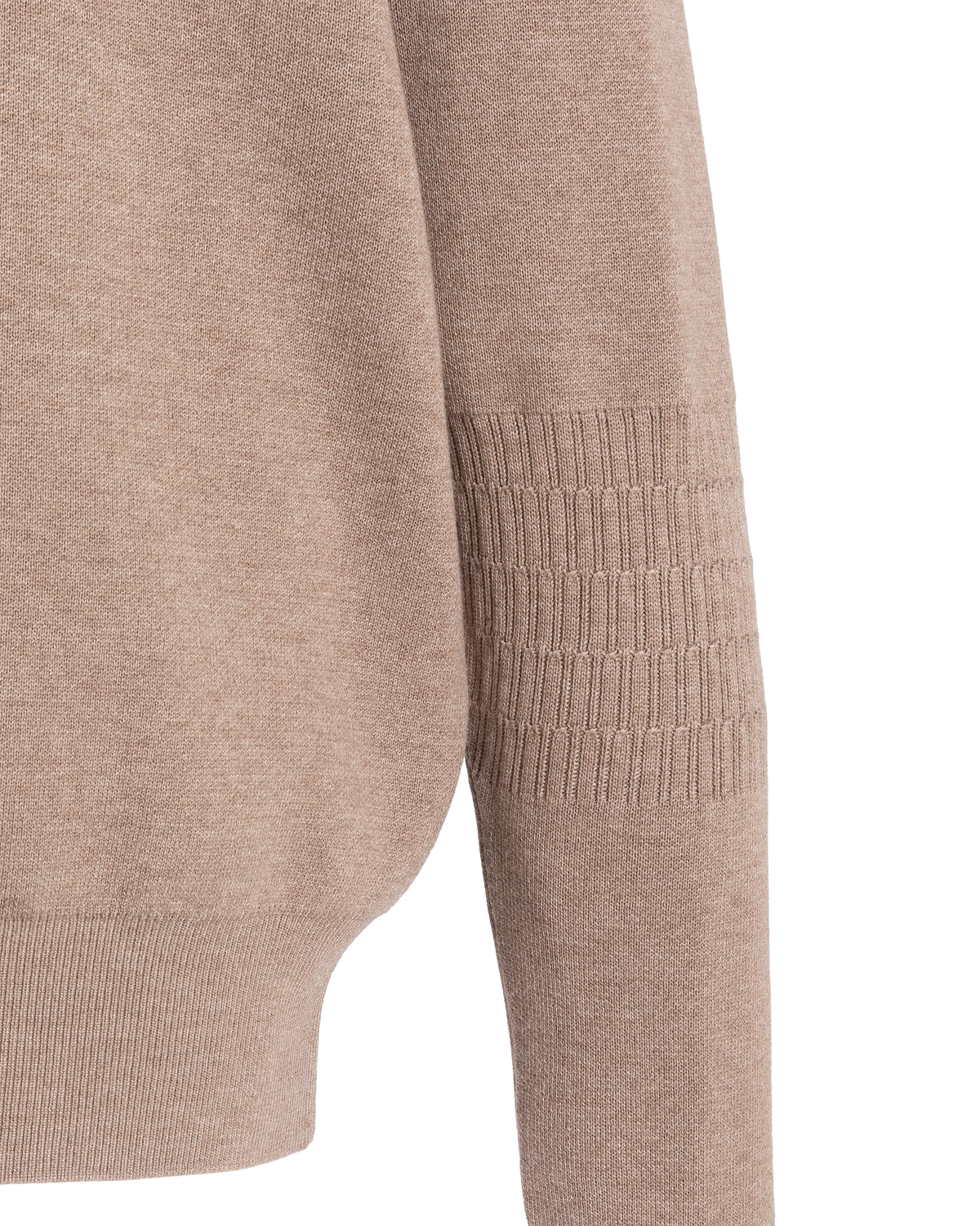 Taupefarbener Feinstrickpullover mit Reißverschlusskragen