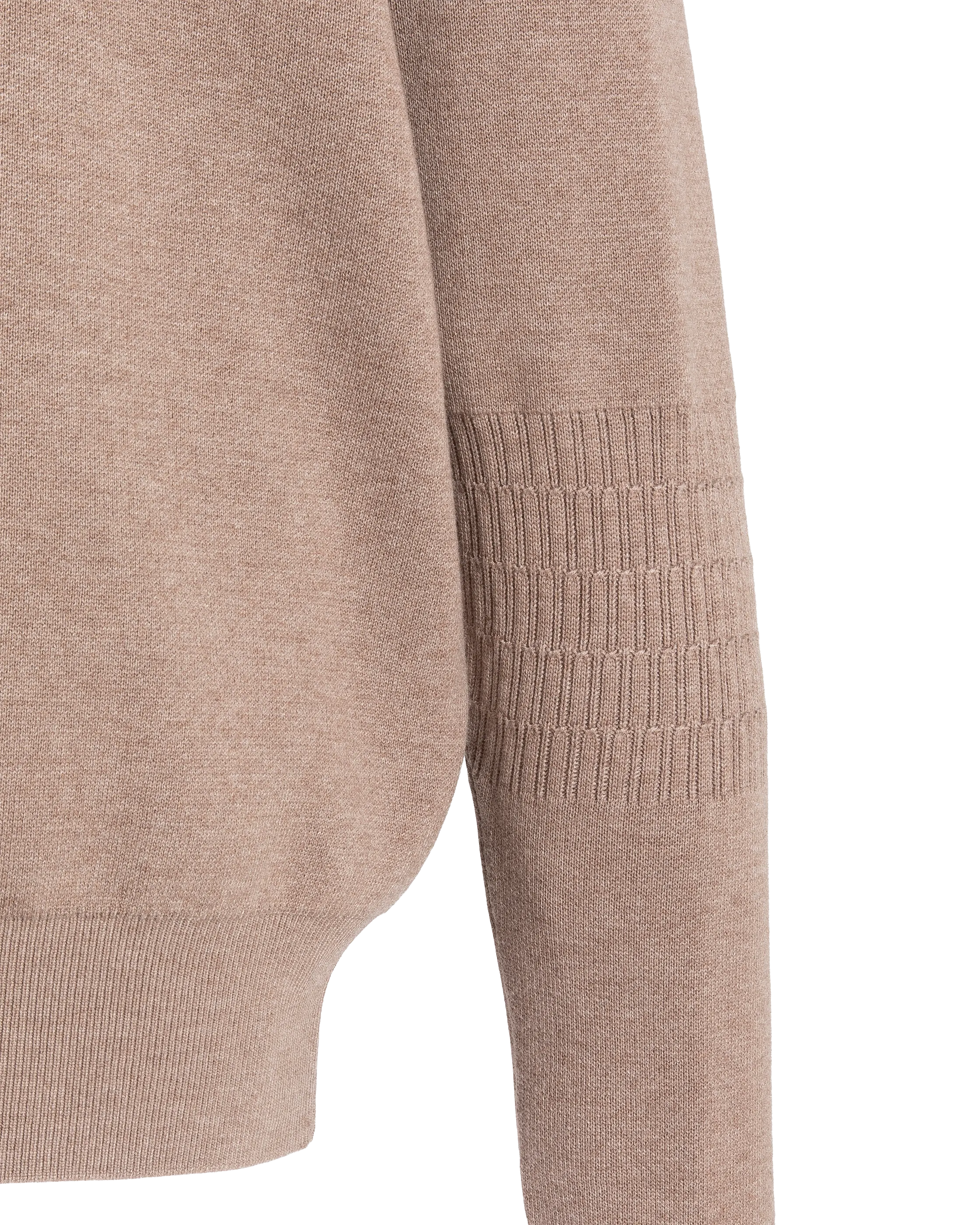 Taupefarbener Feinstrickpullover mit Reißverschlusskragen-4