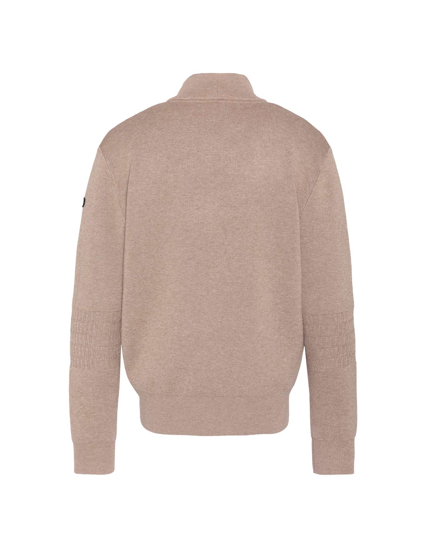 Taupefarbener Feinstrickpullover mit Reißverschlusskragen