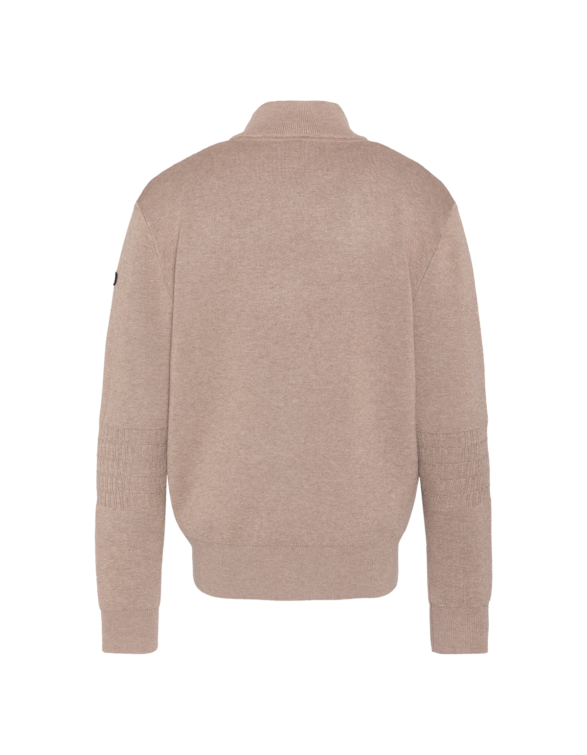 Taupefarbener Feinstrickpullover mit Reißverschlusskragen-2