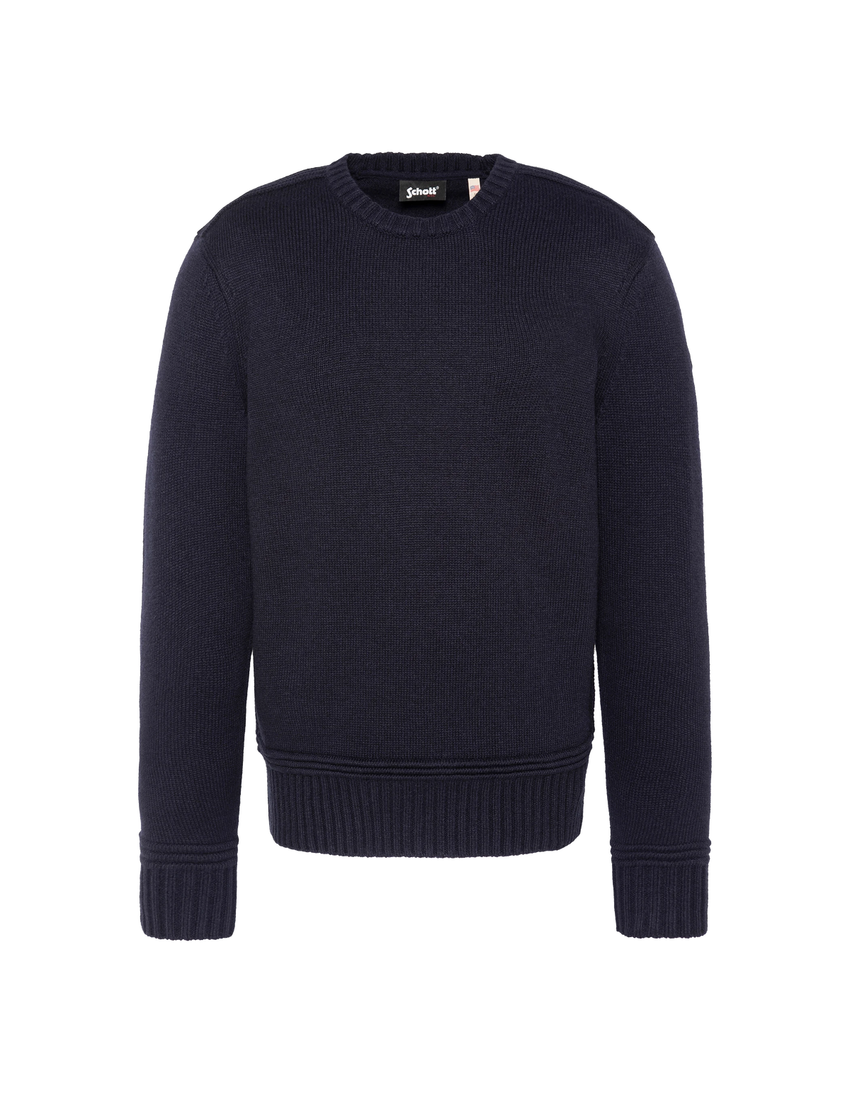 Marineblauer, ausgefallener Strickpullover mit Rundhalsausschnitt