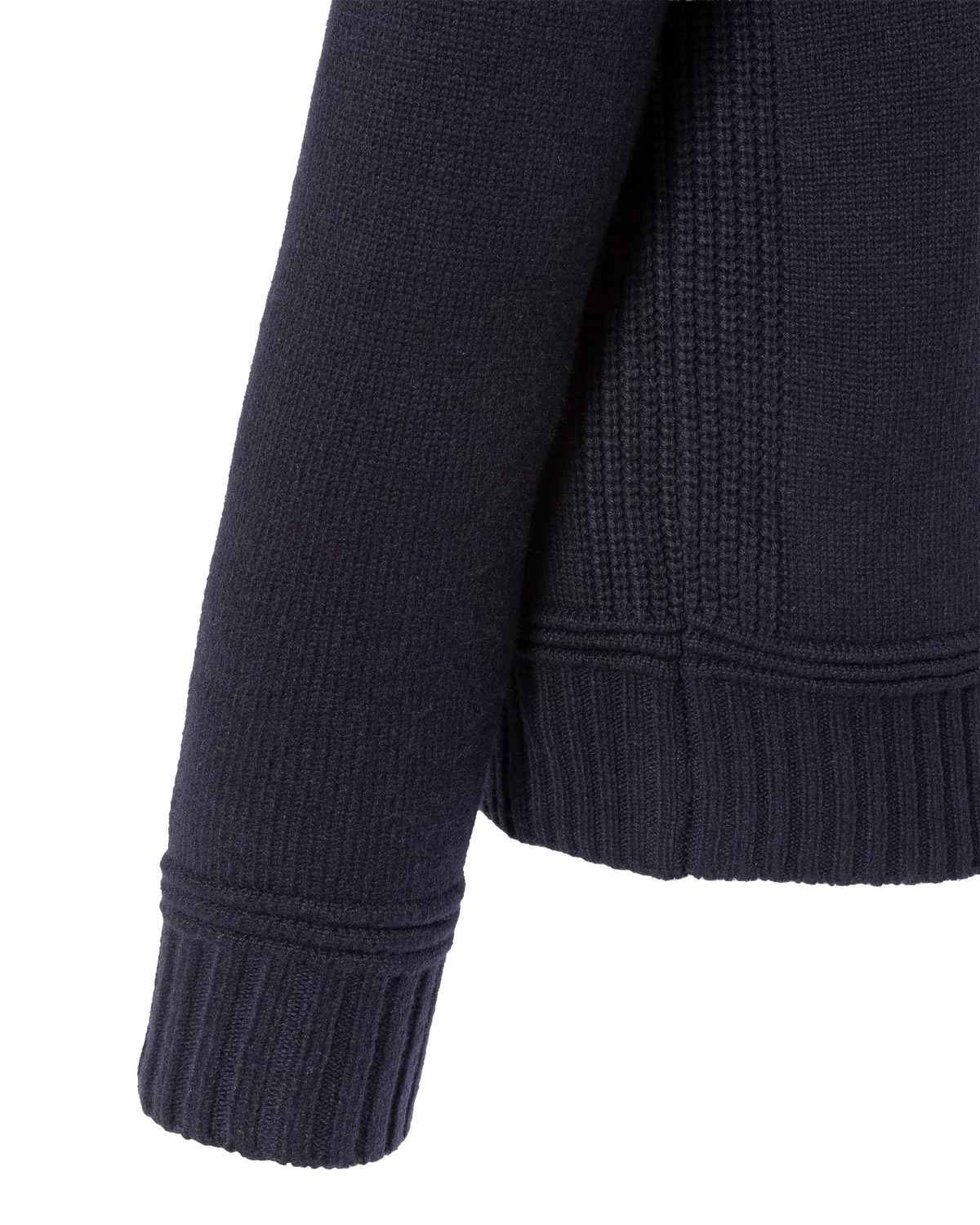 Marineblauer, ausgefallener Strickpullover mit Rundhalsausschnitt