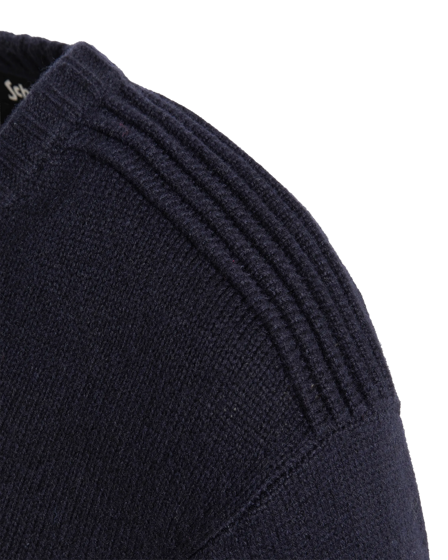 Marineblauer, ausgefallener Strickpullover mit Rundhalsausschnitt