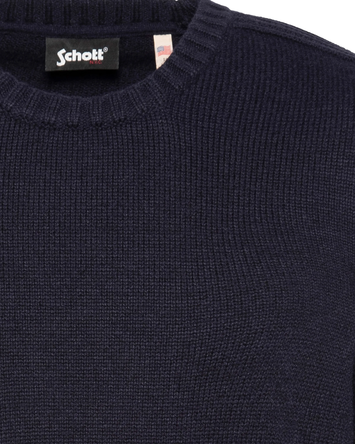 Marineblauer, ausgefallener Strickpullover mit Rundhalsausschnitt