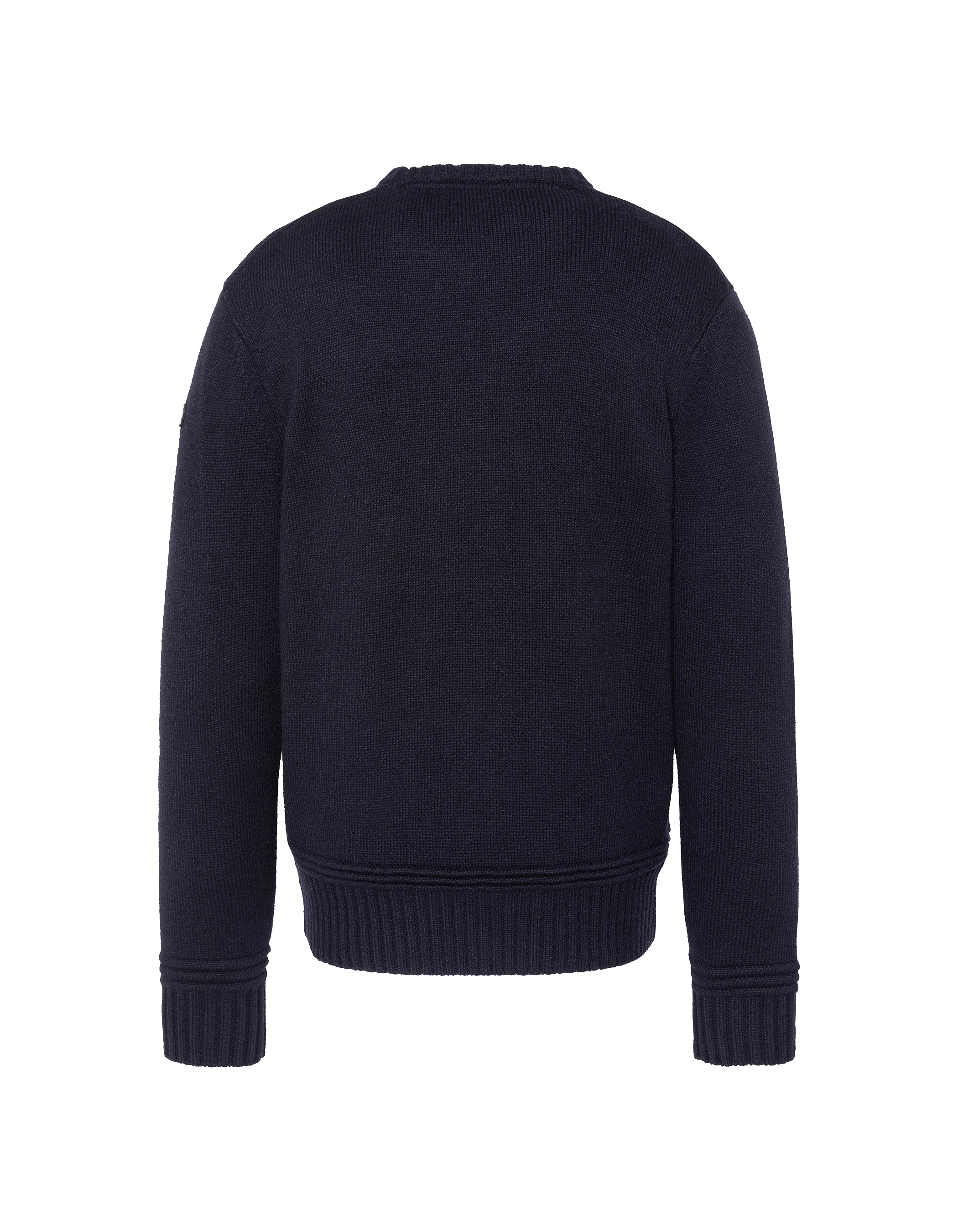 Marineblauer, ausgefallener Strickpullover mit Rundhalsausschnitt-2