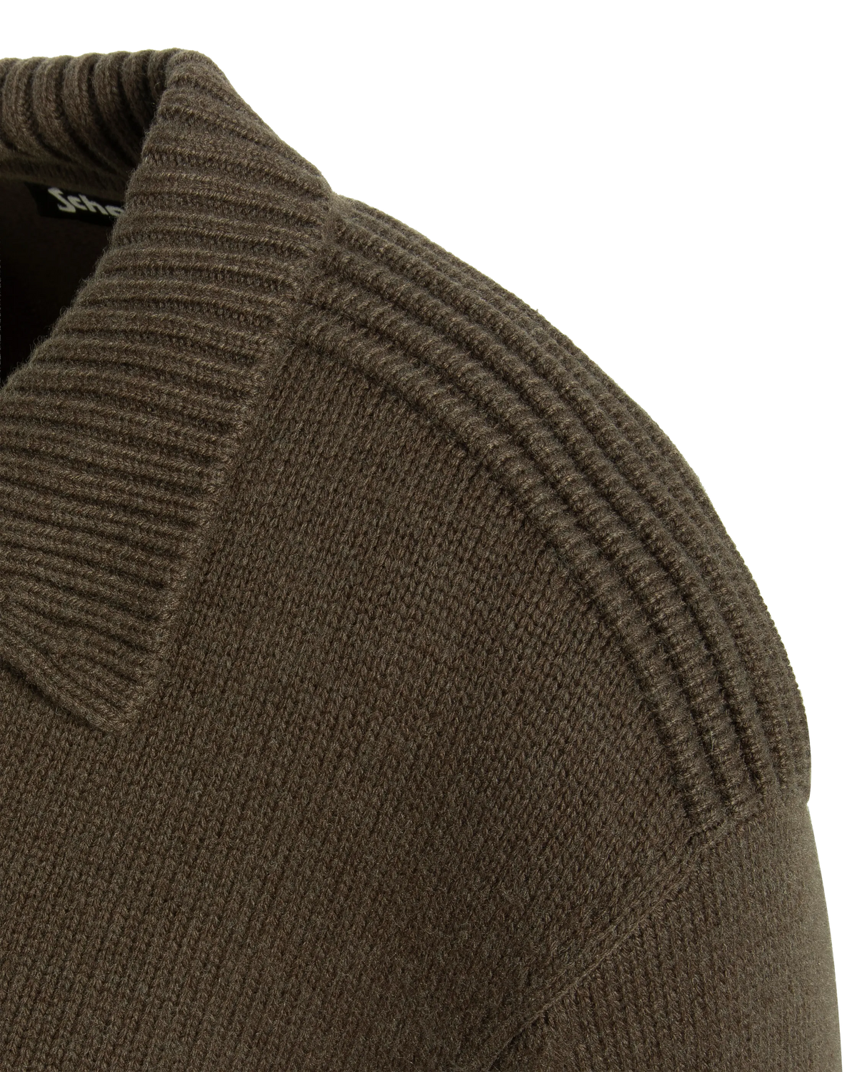 Maglione color kaki scuro con colletto polo con zip e lavorazione a maglia fantasia-5