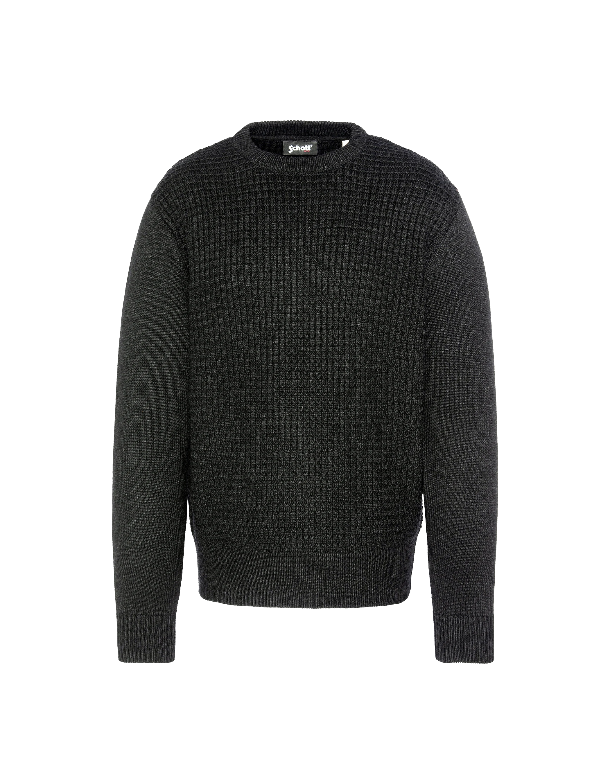 Suéter negro redondeo, tejido elegante-1