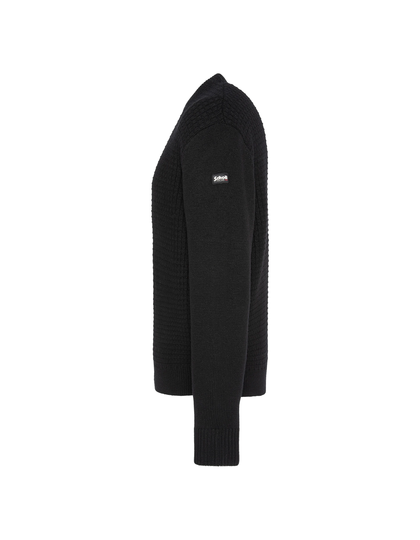 Suéter negro redondeo, tejido elegante