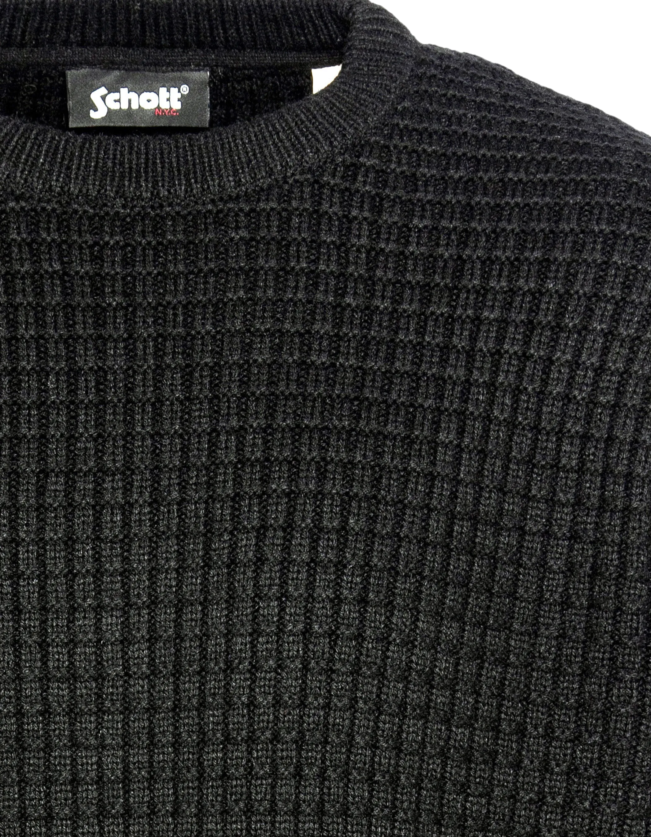 Suéter negro redondeo, tejido elegante-4