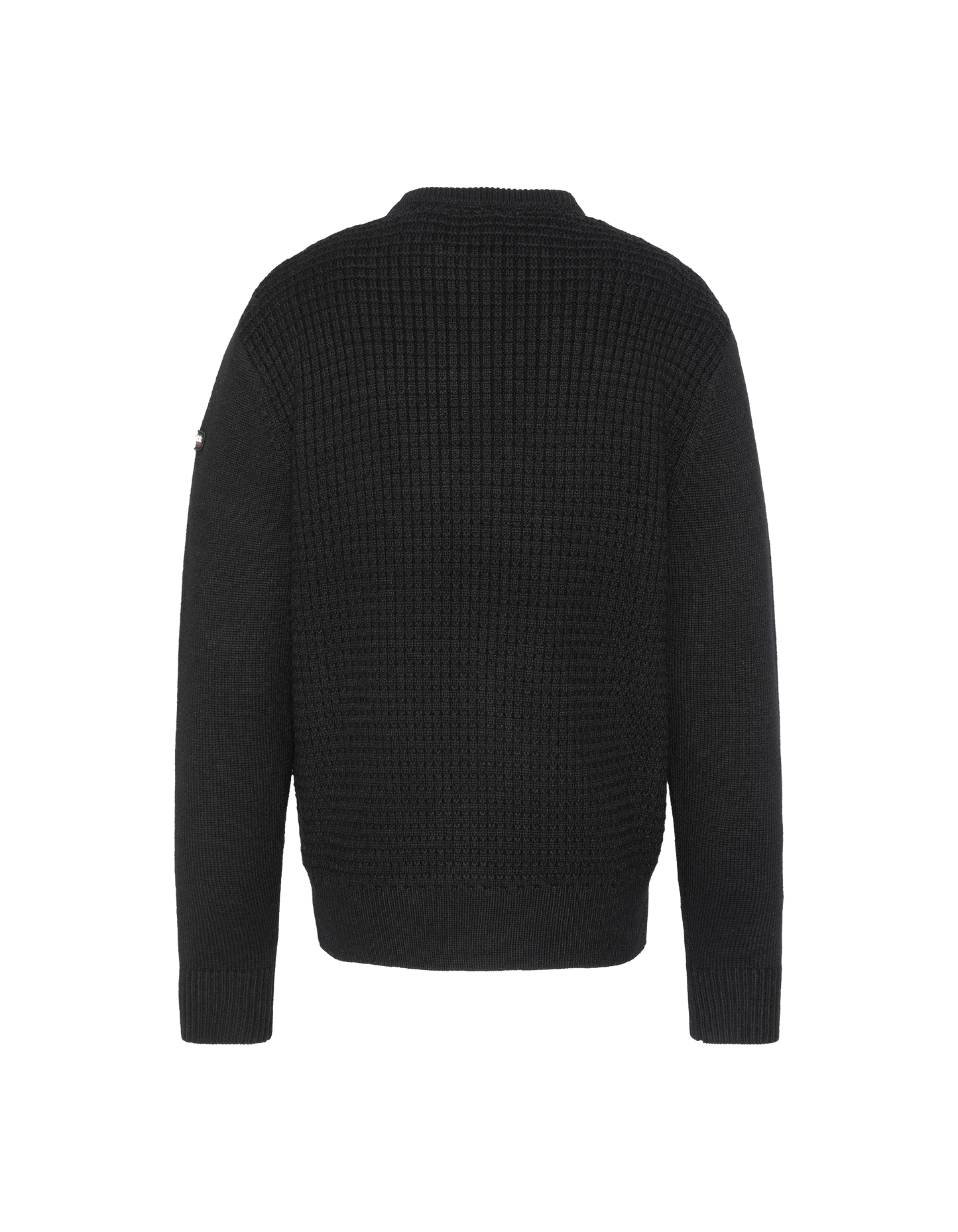 Suéter negro redondeo, tejido elegante