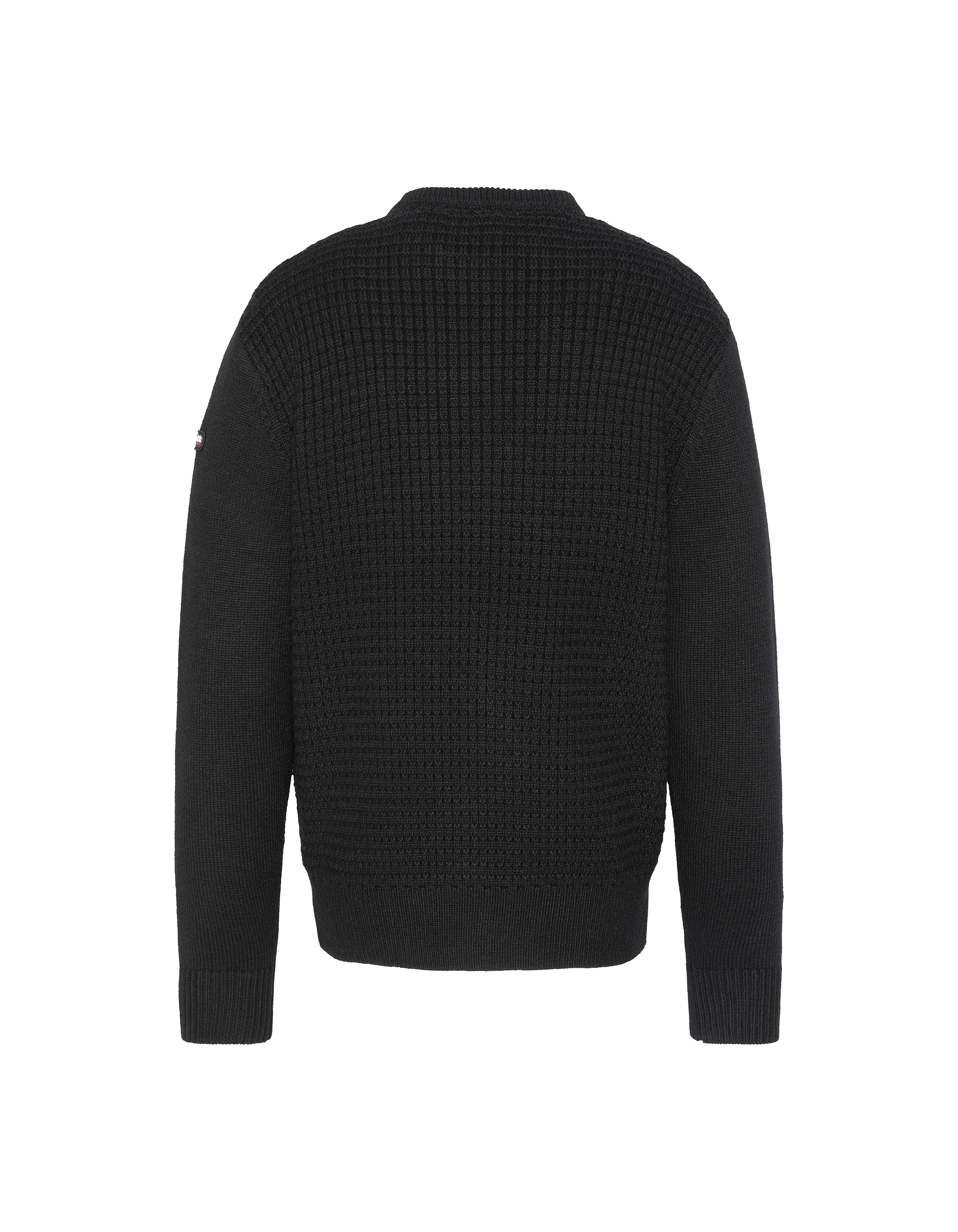 Suéter negro redondeo, tejido elegante-2