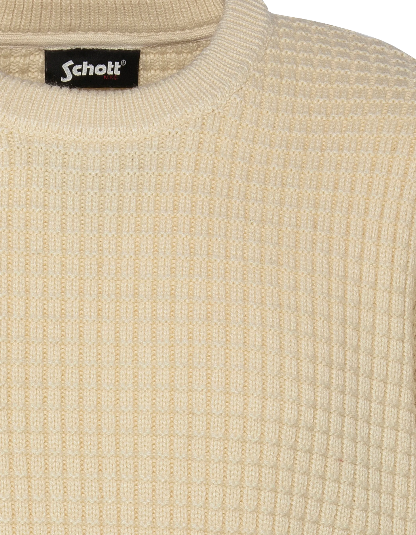 Suéter de cuello redondo blanco roto, malla elegante