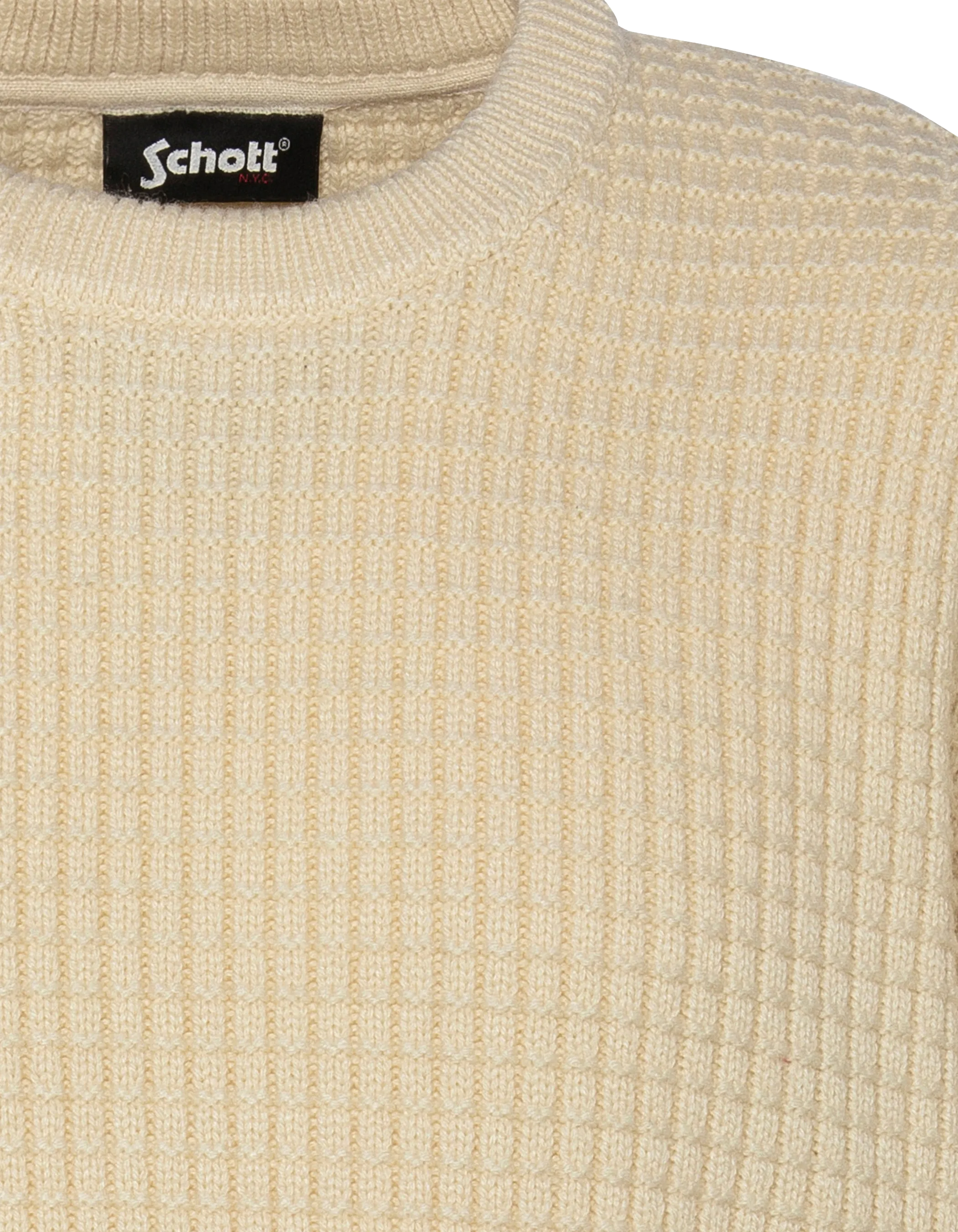 Suéter de cuello redondo blanco roto, malla elegante-6