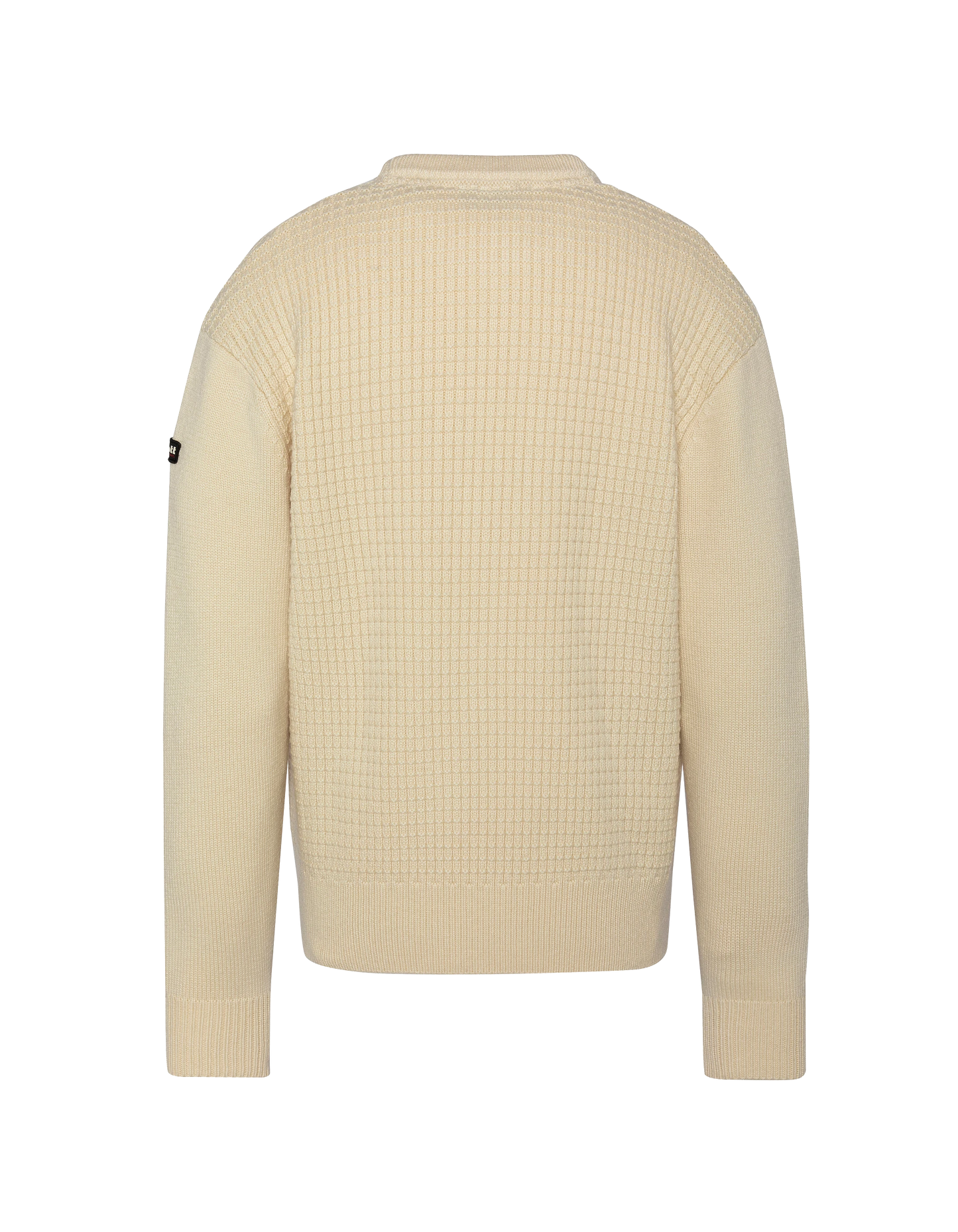 Suéter de cuello redondo blanco roto, malla elegante