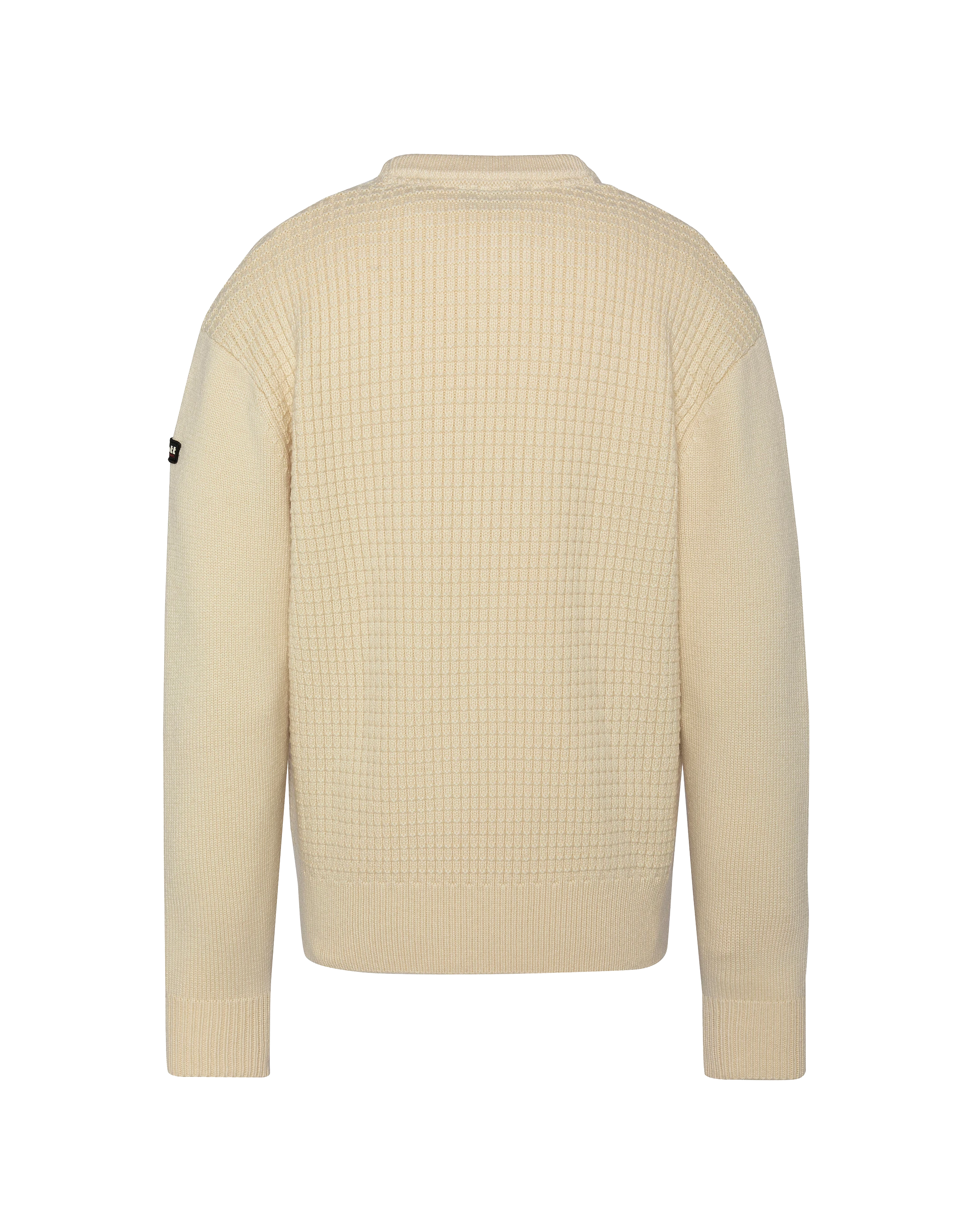 Suéter de cuello redondo blanco roto, malla elegante-7