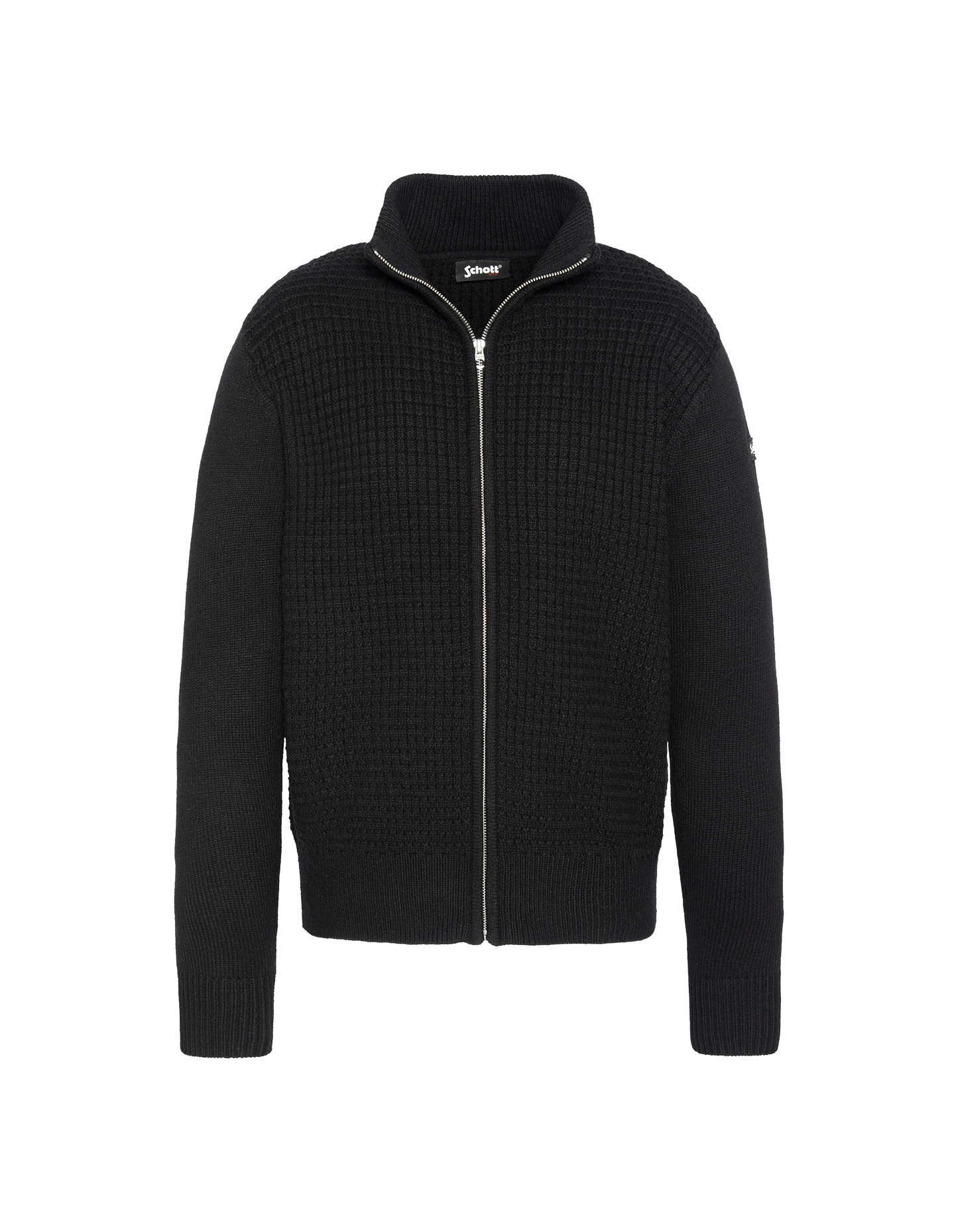 Chaleco negro con cremallera, tejido elegante