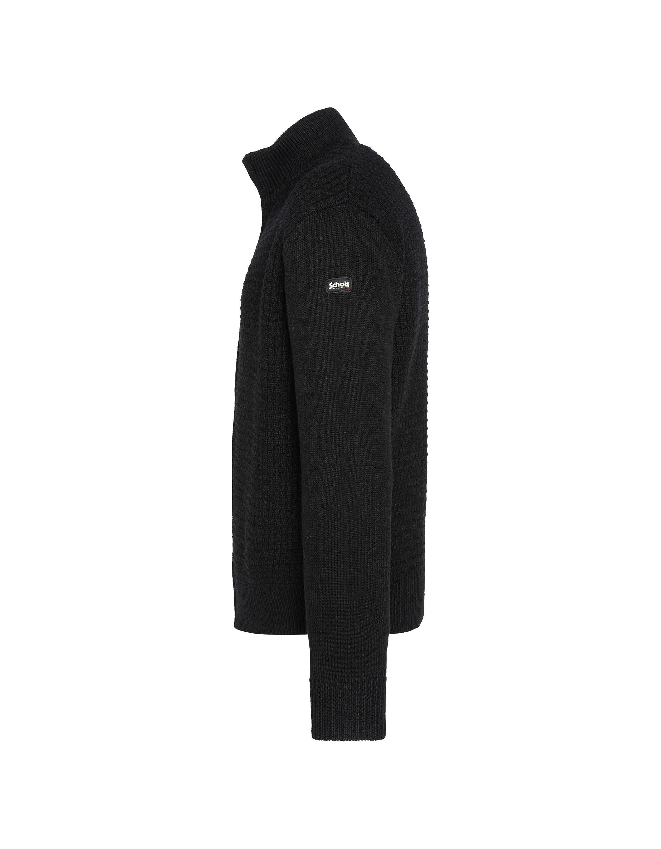 Chaleco negro con cremallera, tejido elegante-5