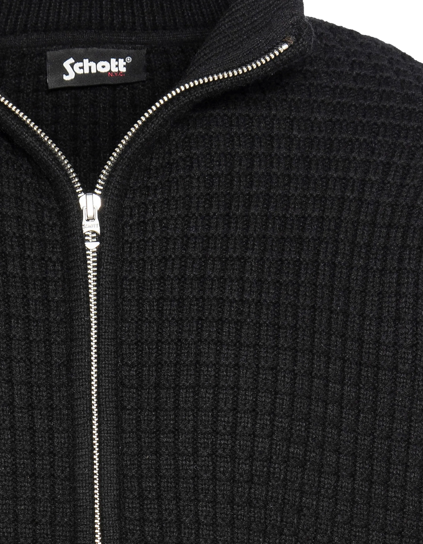 Chaleco negro con cremallera, tejido elegante